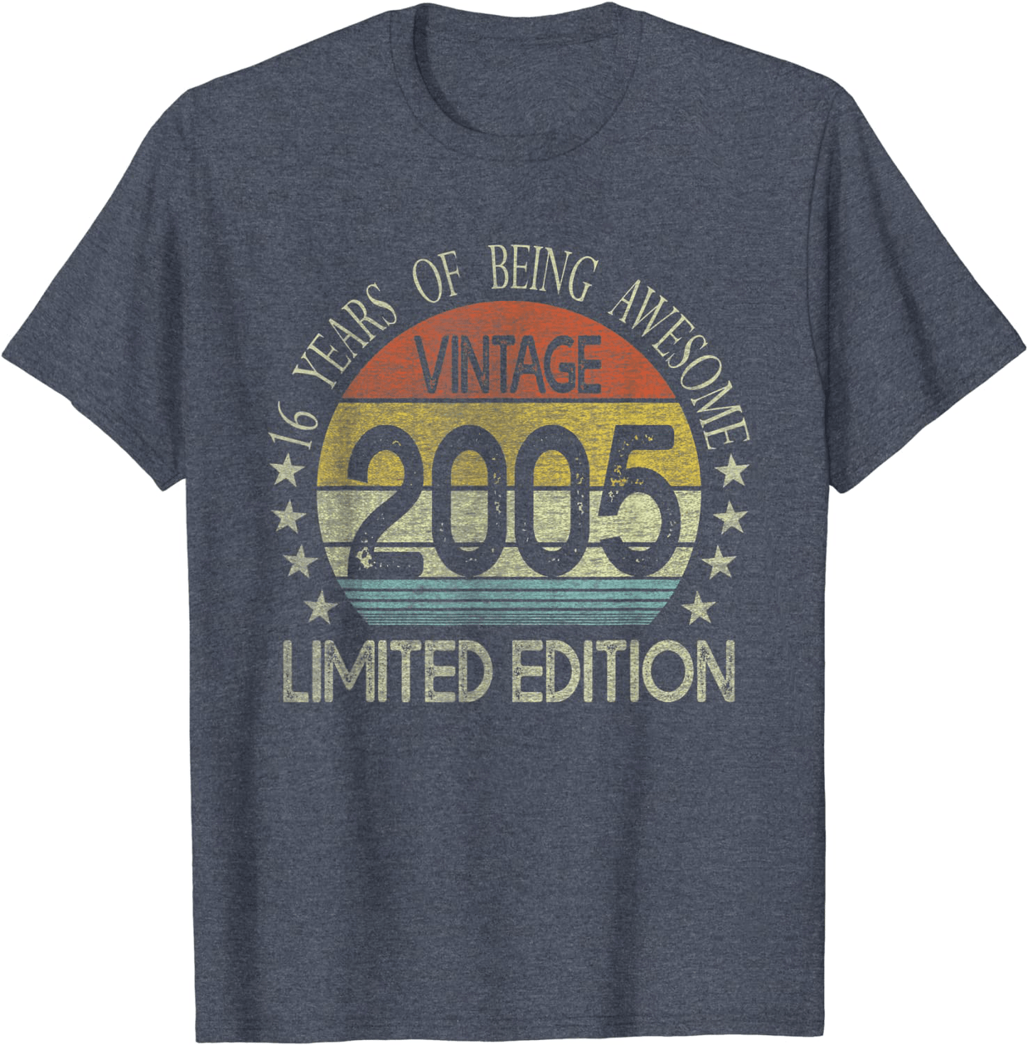 16 Year Old Gifts Vintage 2005 Limited Edition 16th Birthday T-Shirt Arts & Entertainment > Party & Celebration > Gift Giving BORN Heather Blue Men 2XL