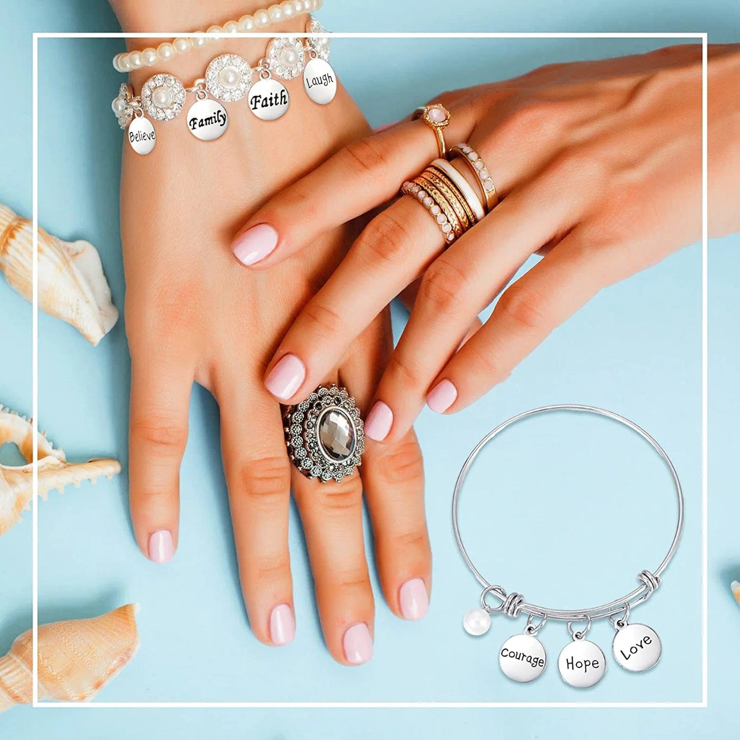 160 Pcs Inspirational DIY Charms Antique Silver Charm Pendants for Jewelry Making Cheer Message Keychain Charms for Girl Bracelet Necklace Flat Alloy Charm Gift Accessory, 8 Styles