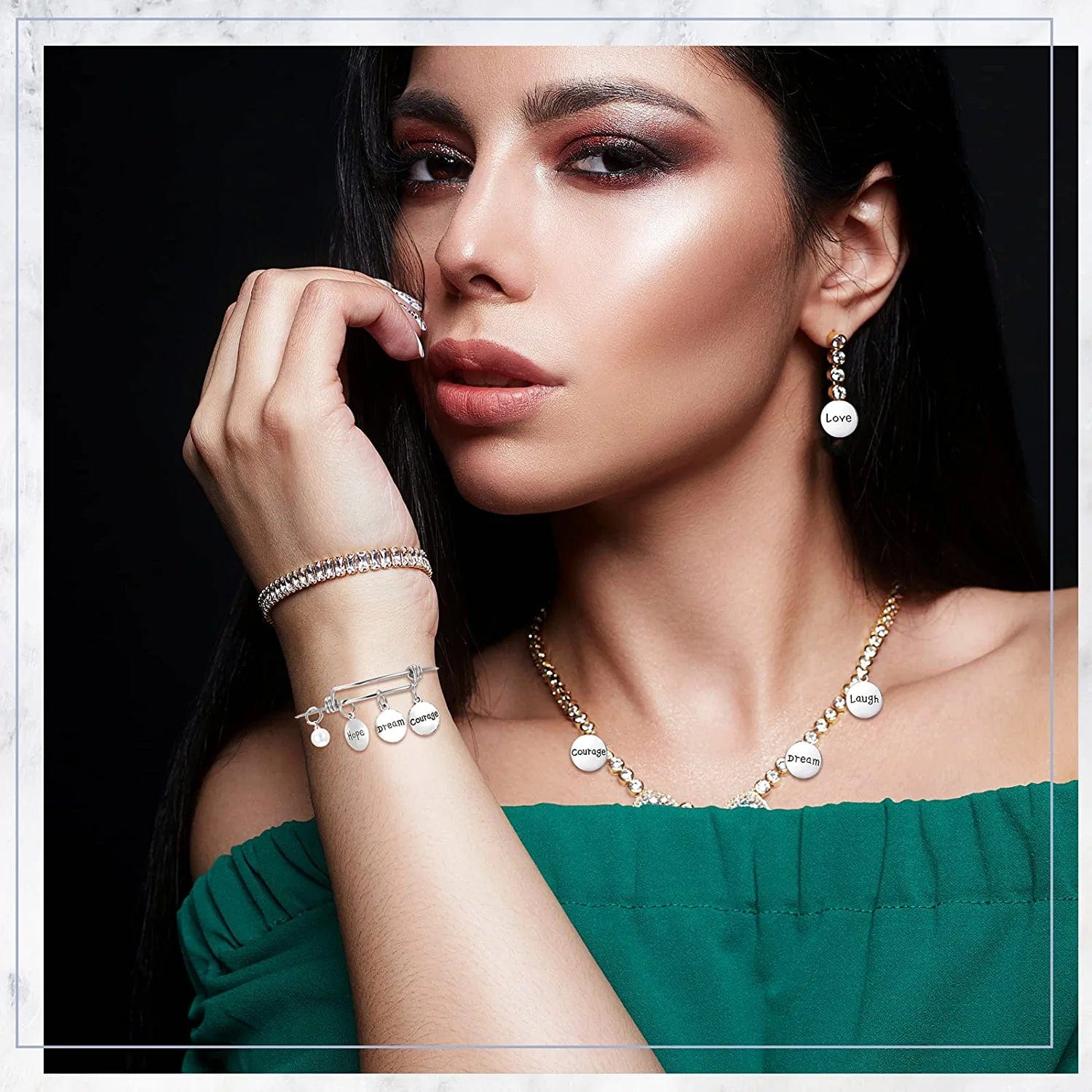 160 Pcs Inspirational DIY Charms Antique Silver Charm Pendants for Jewelry Making Cheer Message Keychain Charms for Girl Bracelet Necklace Flat Alloy Charm Gift Accessory, 8 Styles