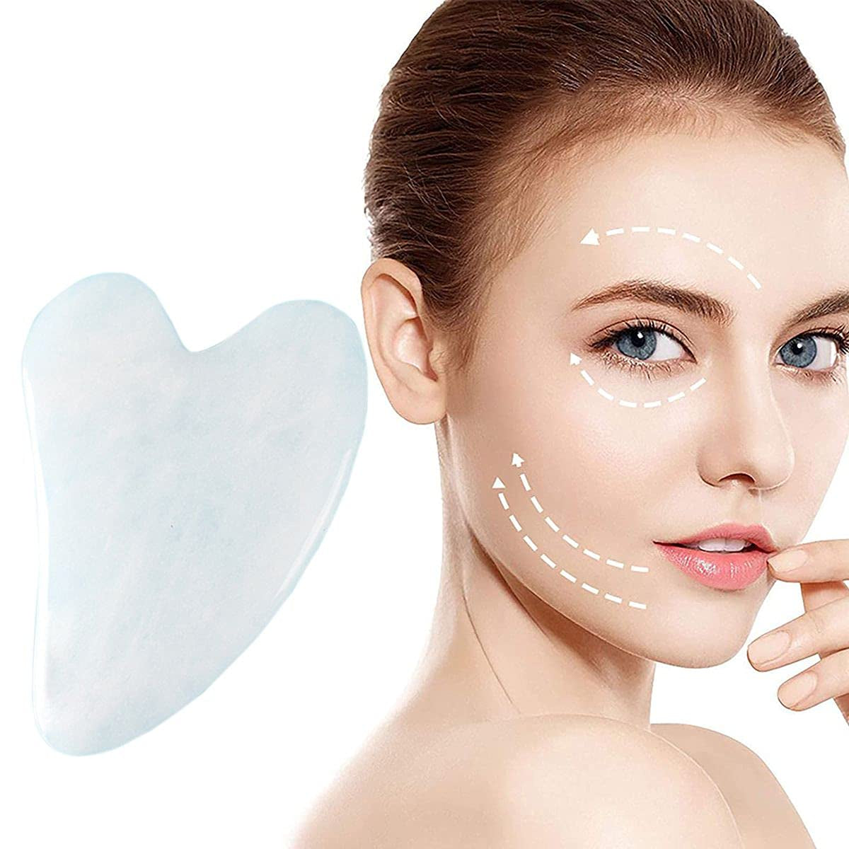 Pink Gua Sha Scraping Face Massage Tool – Rose Quartz Facial Massager Tool -Traditional Scraper Tool for Anti-Aging, Wrinkles,Skin Tightening, Lift Firming,Eye Puffiness Treatment Health & Beauty > Personal Care > Cosmetics > Cosmetic Tools > Skin Care Tools Okela Gua Sha - White