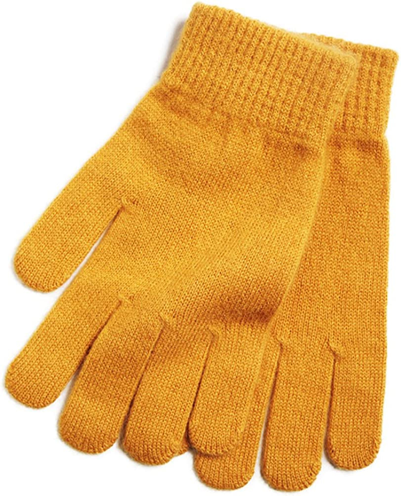 Imongol-Pure Cashmere Women Full Fingers Gloves Ladies Gloves Mittens- Gloves Knitted Apparel & Accessories > Clothing Accessories > Gloves & Mittens iMongol Yellow