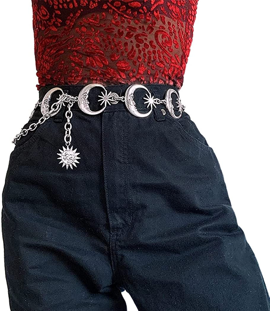 Navoky Moon Star Metal Waist Chain Sun Pendant Belly Belt Body Chains Jewelry Accessories for Women and Girls Apparel & Accessories > Jewelry > Body Jewelry Navoky Silver-Moon