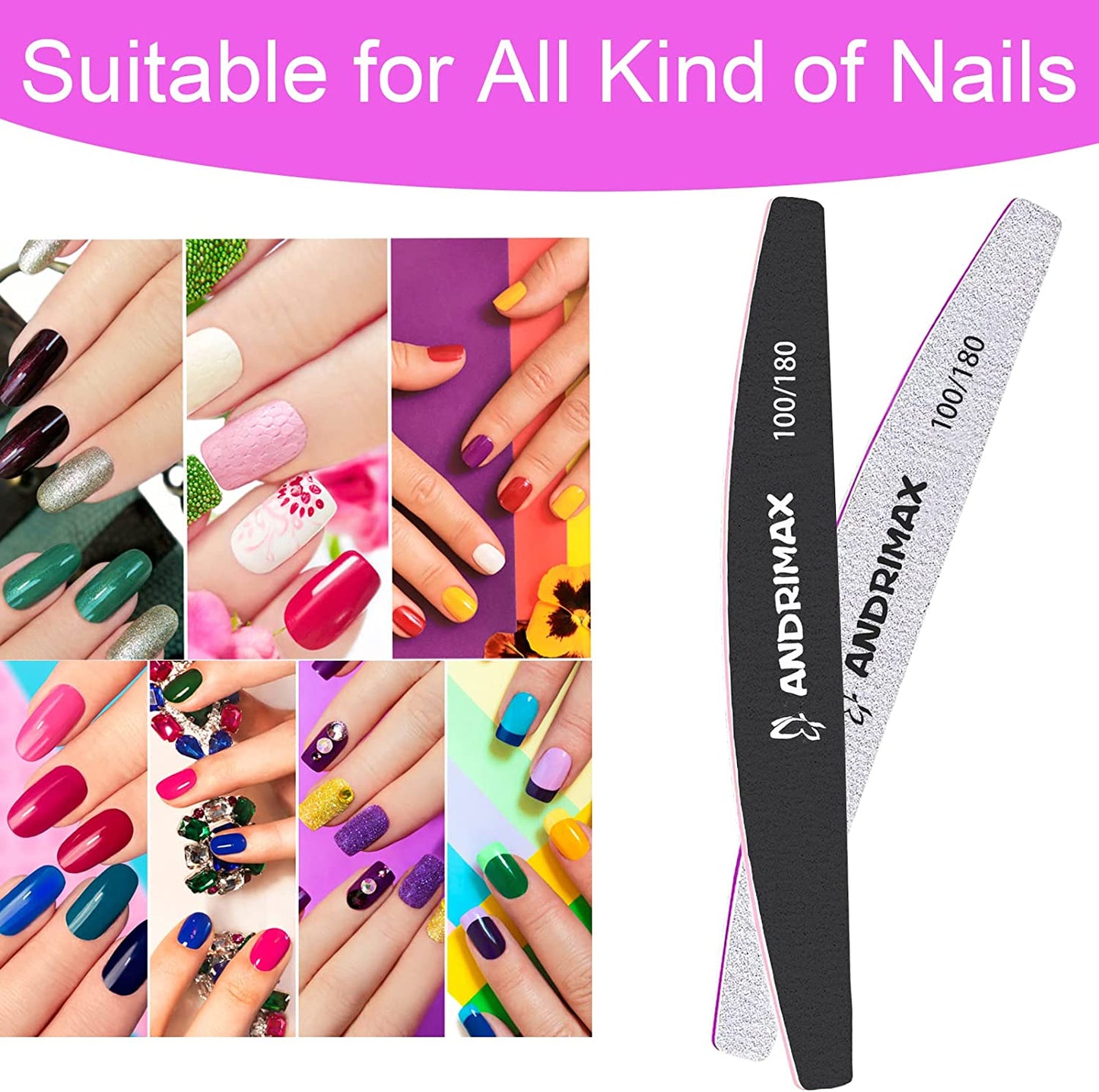 Nail File 100 180 Grits Nail Files for Acrylic Nails, 10 PCS Reusable Double Sided Emery Board Manicure Tools for Poly Nail Extension Gel and Nail Styling Tools for Home and Salon Health & Beauty > Personal Care > Cosmetics > Cosmetic Tools > Nail Tools SUTYPRIS