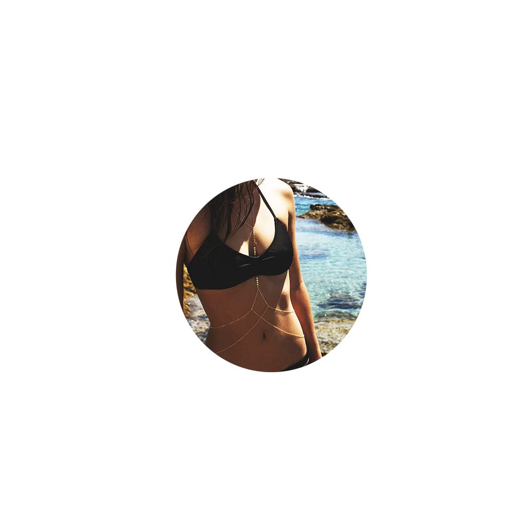 Simsly Sequins Body Necklace Gold Body Chain Bikini Body Chain Jewelry for Women and Girls Apparel & Accessories > Jewelry > Body Jewelry Simsly A-Gold