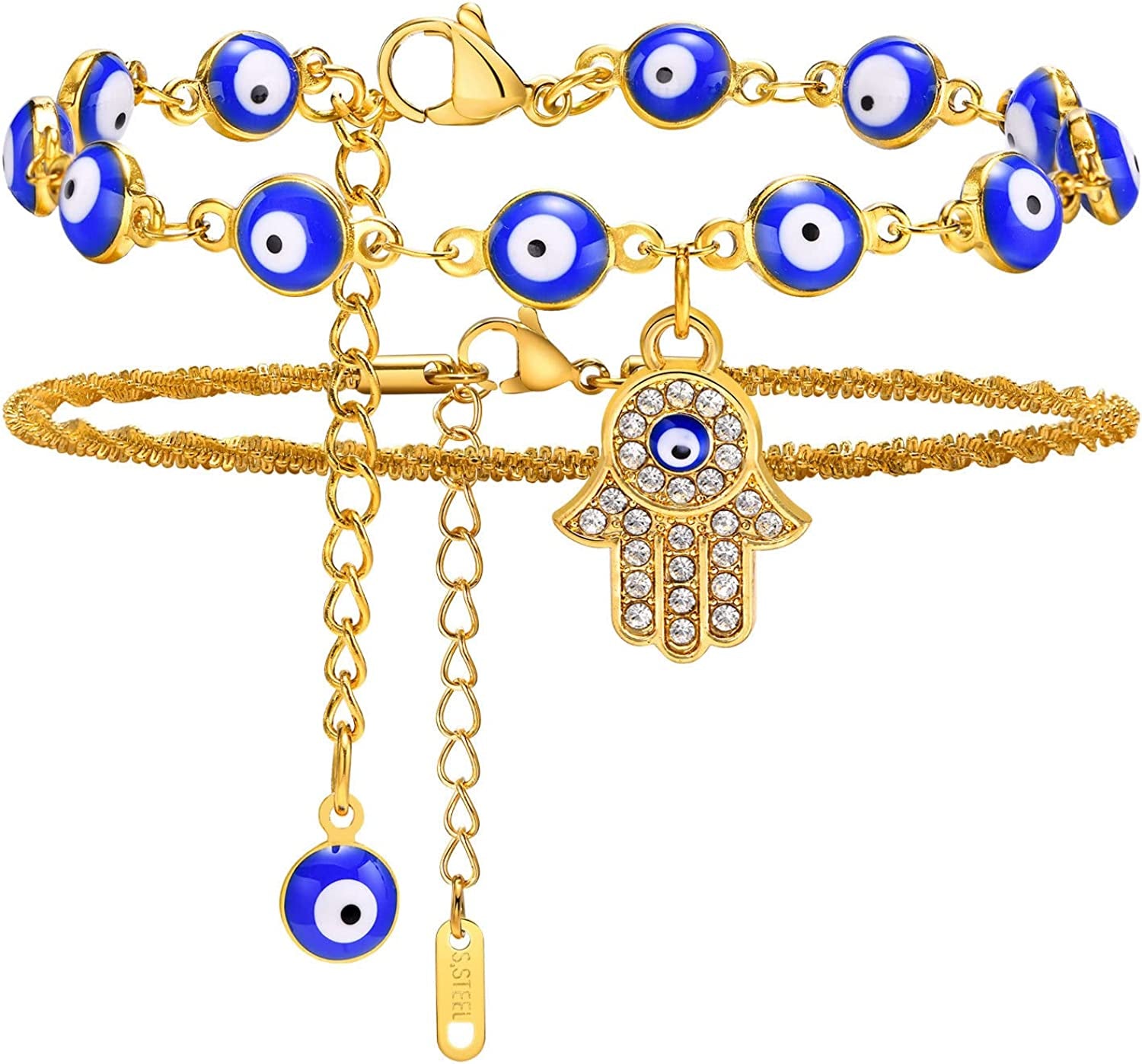 MEALGUET Women Gold Chain Anklet Bracelet : Stylish 18K Gold Plated Stainless Steel Minimalist Boho Style Layered Dainty Ankle Bracelet for Her, Summer Jewelry Gifts for Her Girl Apparel & Accessories > Jewelry > Anklets Mealguet Style F