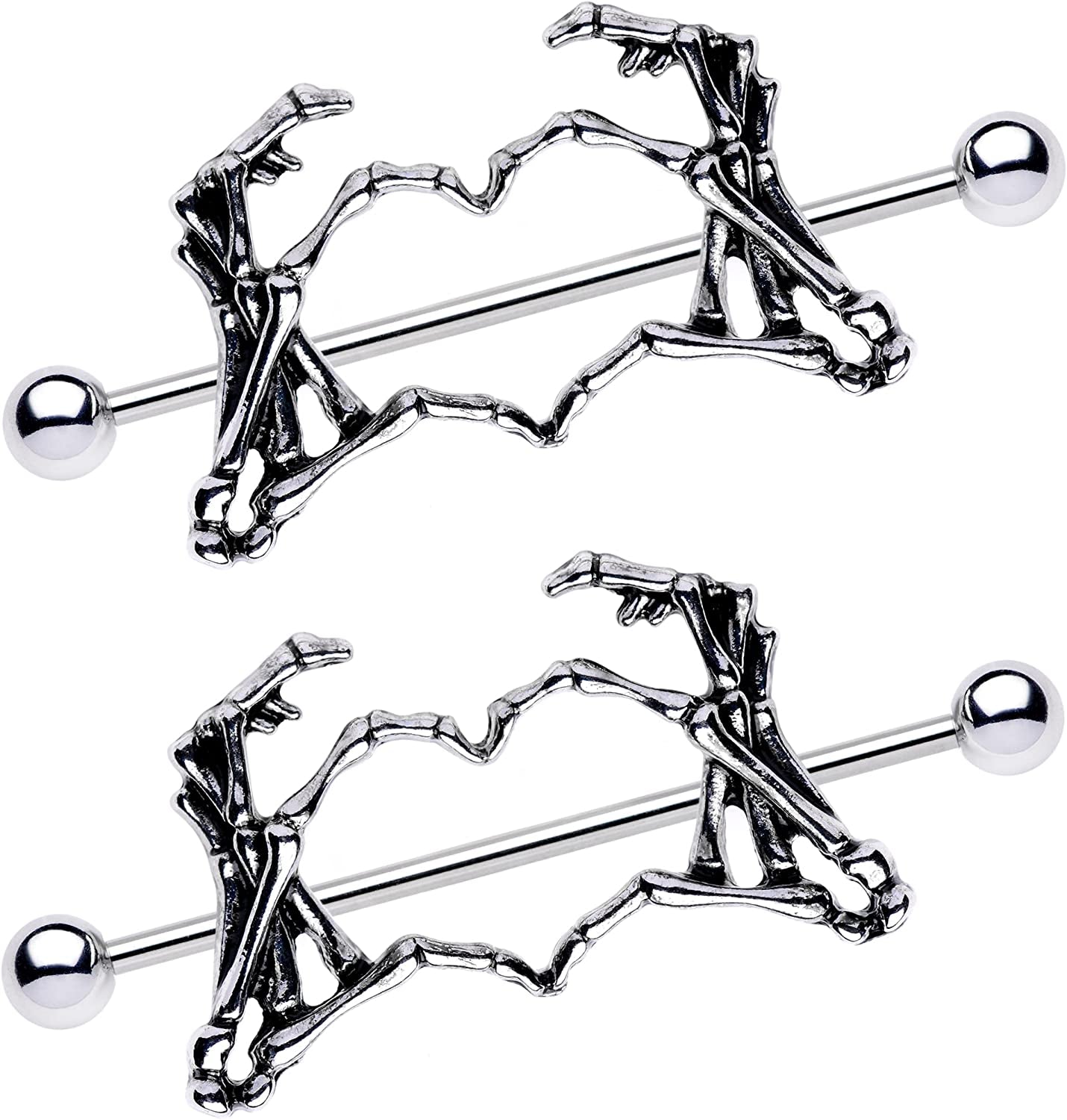 Body Candy Nipplerings Piercing Women 14G 1 1/2" Stainless Steel Skeleton Heart 2Pc Dangle Nipple Ring Set 38Mm Apparel & Accessories > Jewelry > Body Jewelry Body Candy