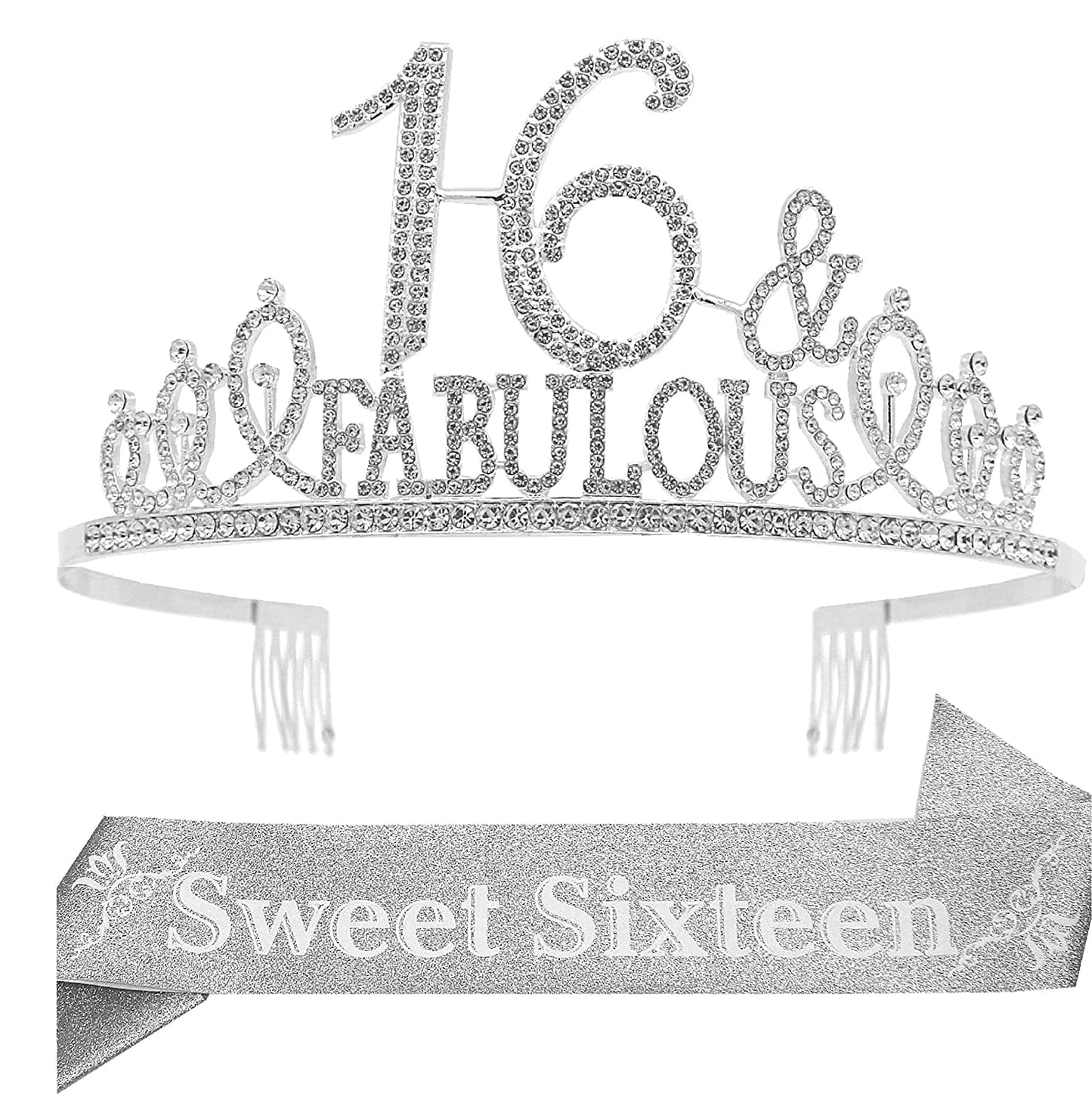 16Th Birthday,Sweet 16 Gifts for Girls, Sweet 16 Birthday Decorations, Sweet 16 Tiara Silver, 16Th Birthday Crown, 16Th Birthday Sash, 16Th Birthday Decorations for Girls Apparel & Accessories > Clothing Accessories > Sashes KYLIE MAX