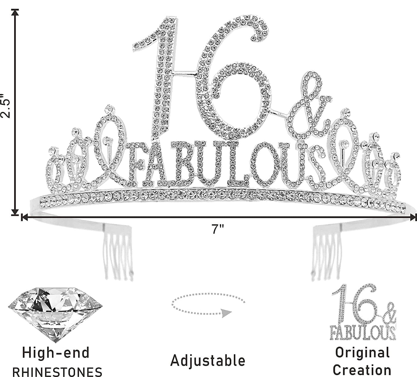 16Th Birthday,Sweet 16 Gifts for Girls, Sweet 16 Birthday Decorations, Sweet 16 Tiara Silver, 16Th Birthday Crown, 16Th Birthday Sash, 16Th Birthday Decorations for Girls Apparel & Accessories > Clothing Accessories > Sashes KYLIE MAX
