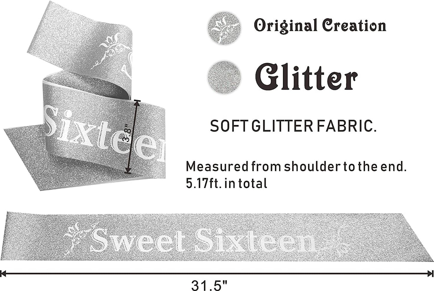 16Th Birthday,Sweet 16 Gifts for Girls, Sweet 16 Birthday Decorations, Sweet 16 Tiara Silver, 16Th Birthday Crown, 16Th Birthday Sash, 16Th Birthday Decorations for Girls Apparel & Accessories > Clothing Accessories > Sashes KYLIE MAX