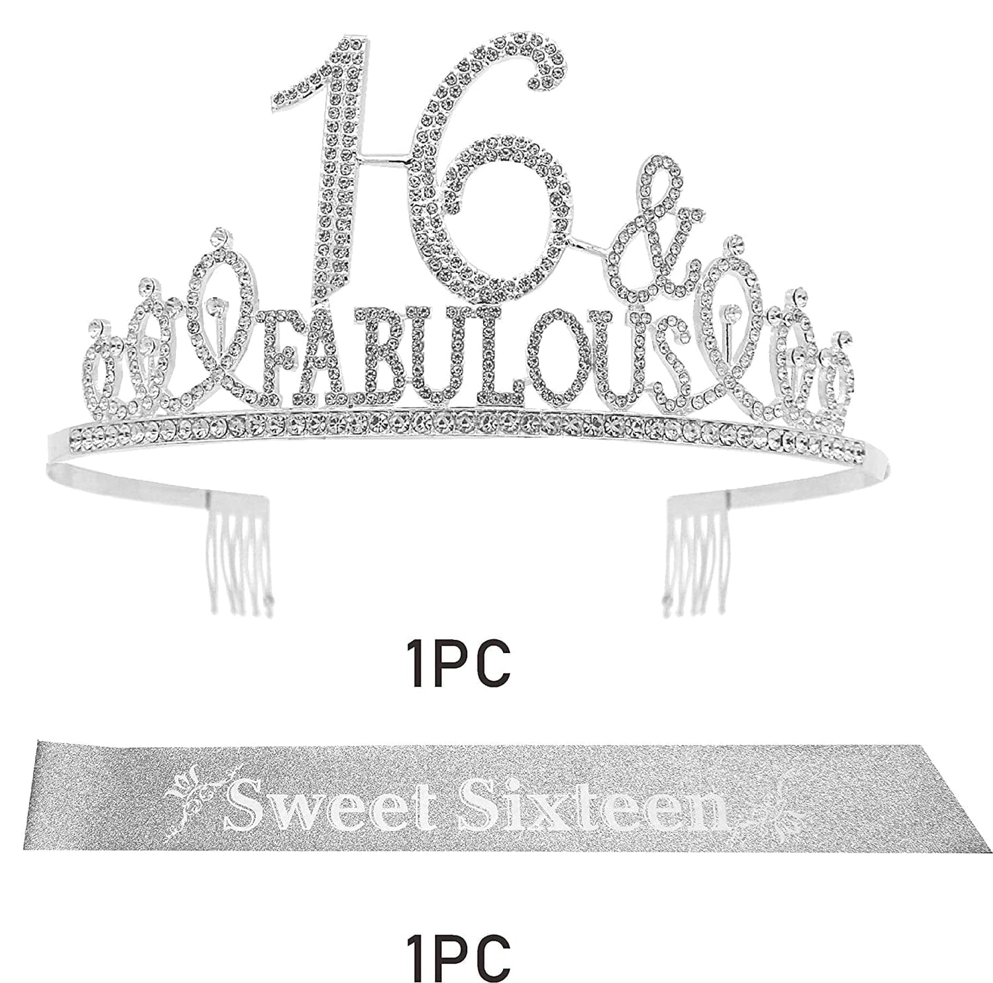 16Th Birthday,Sweet 16 Gifts for Girls, Sweet 16 Birthday Decorations, Sweet 16 Tiara Silver, 16Th Birthday Crown, 16Th Birthday Sash, 16Th Birthday Decorations for Girls Apparel & Accessories > Clothing Accessories > Sashes KYLIE MAX