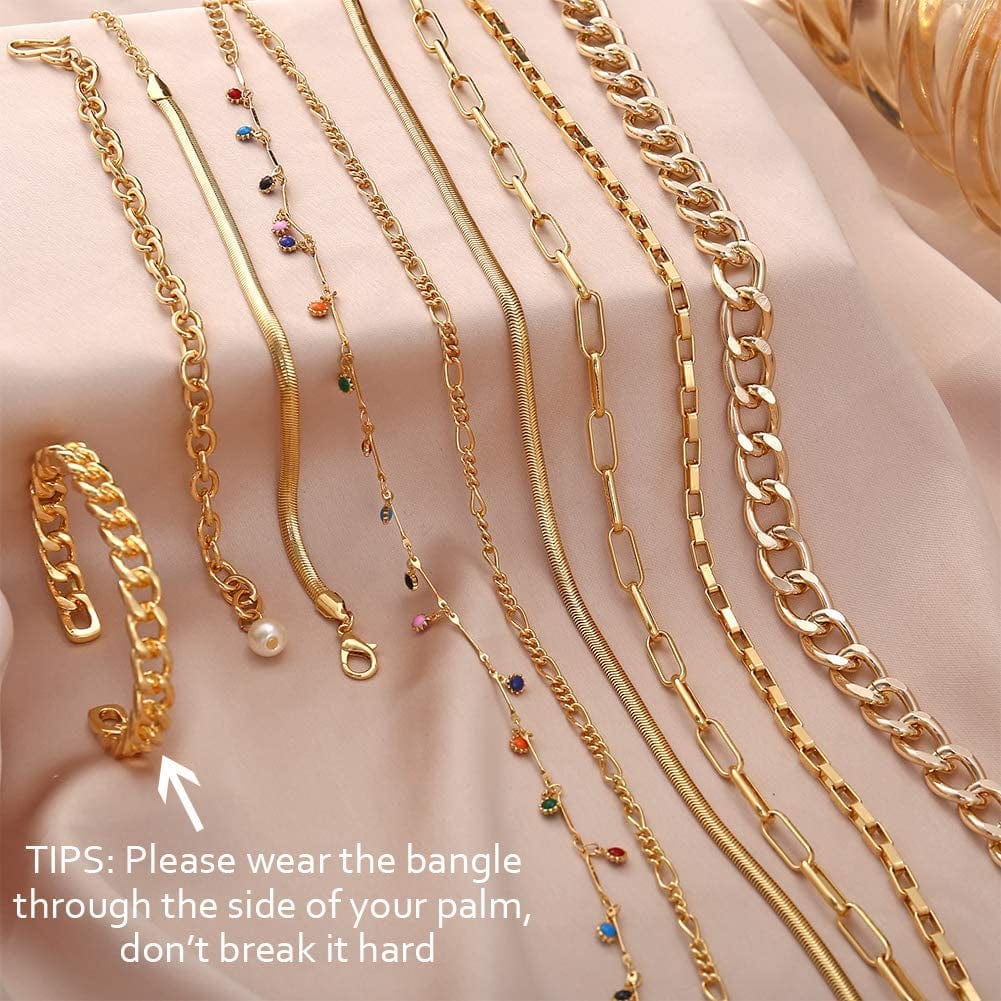 17 MILE Gold Chain Necklace and Bracelet Sets for Women Girls Dainty Link Paperclip Choker Jewelry