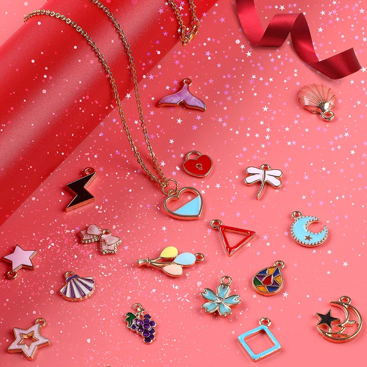 170Pcs Jewelry Making Charms Assorted Gold Plated Enamel Necklace Bracelet Charms Pendants for DIY Jewelry Making