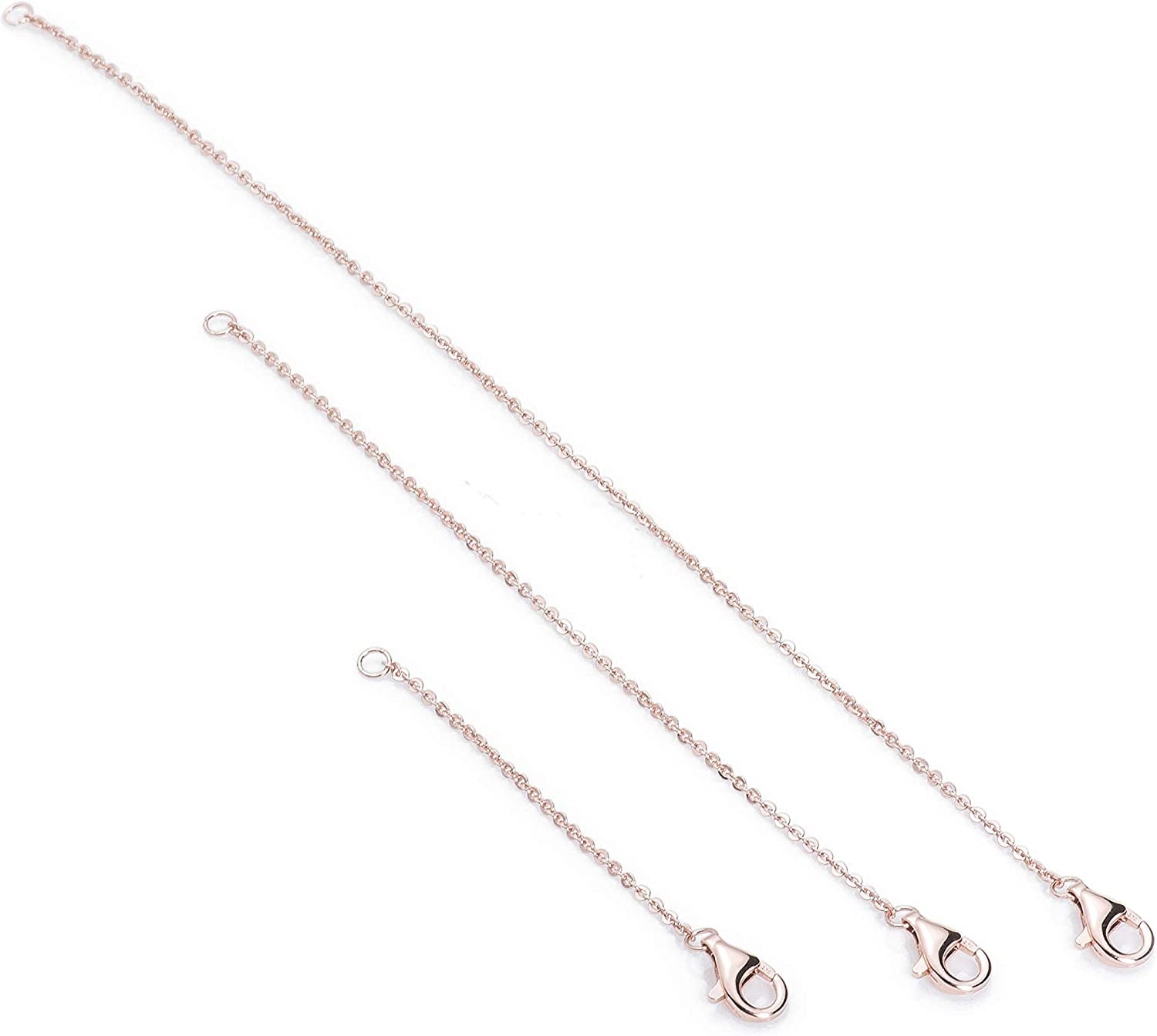 Meow Star Necklace Extender Sterling Silver Necklace Extenders Gold Chain Extenders for Necklaces Extender for Bracelet Anklet Set 2", 3", 4", and 6" Apparel & Accessories > Jewelry > Anklets Meow Star Rose Gold Plated Set 2", 4", 6"
