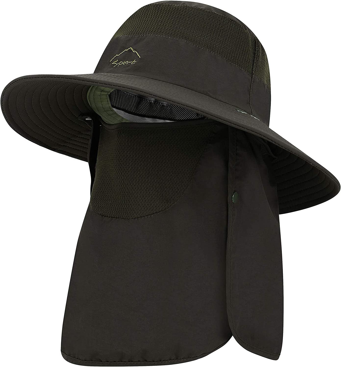 Toppers Womens Mens Sun Hat Rollable UPF 50+ Wide Brim Gardening Hat with Neck Flap Apparel & Accessories > Clothing Accessories > Hats Toppers Unisex Yard_army Green