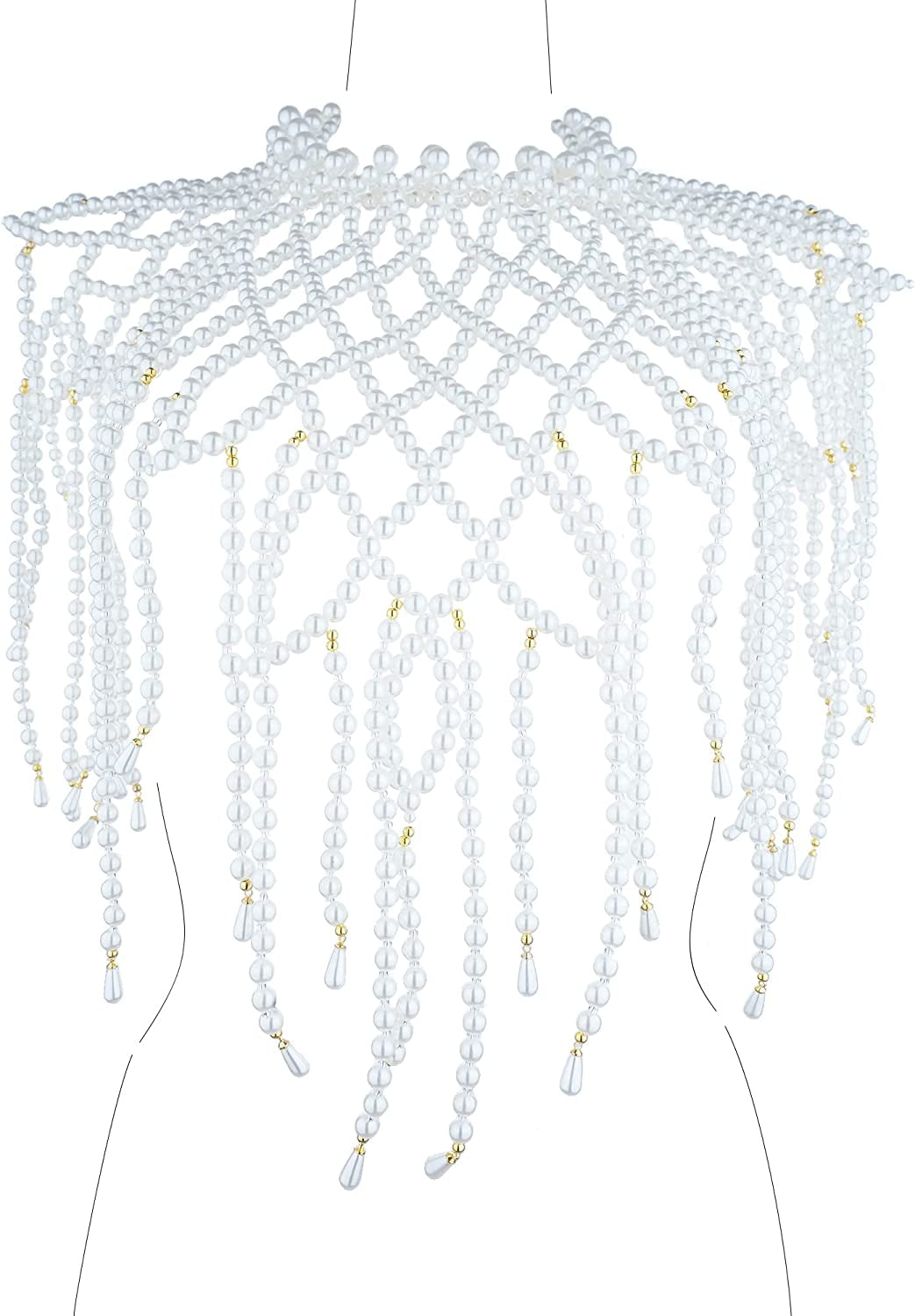 LORYP Pearl Body Chain Necklace for Women - Adjustable Size Pearl Shoulder Chains Fashion Colorfast Pearl Body Chain Jewelry Apparel & Accessories > Jewelry > Body Jewelry LORYP Pearl White-C