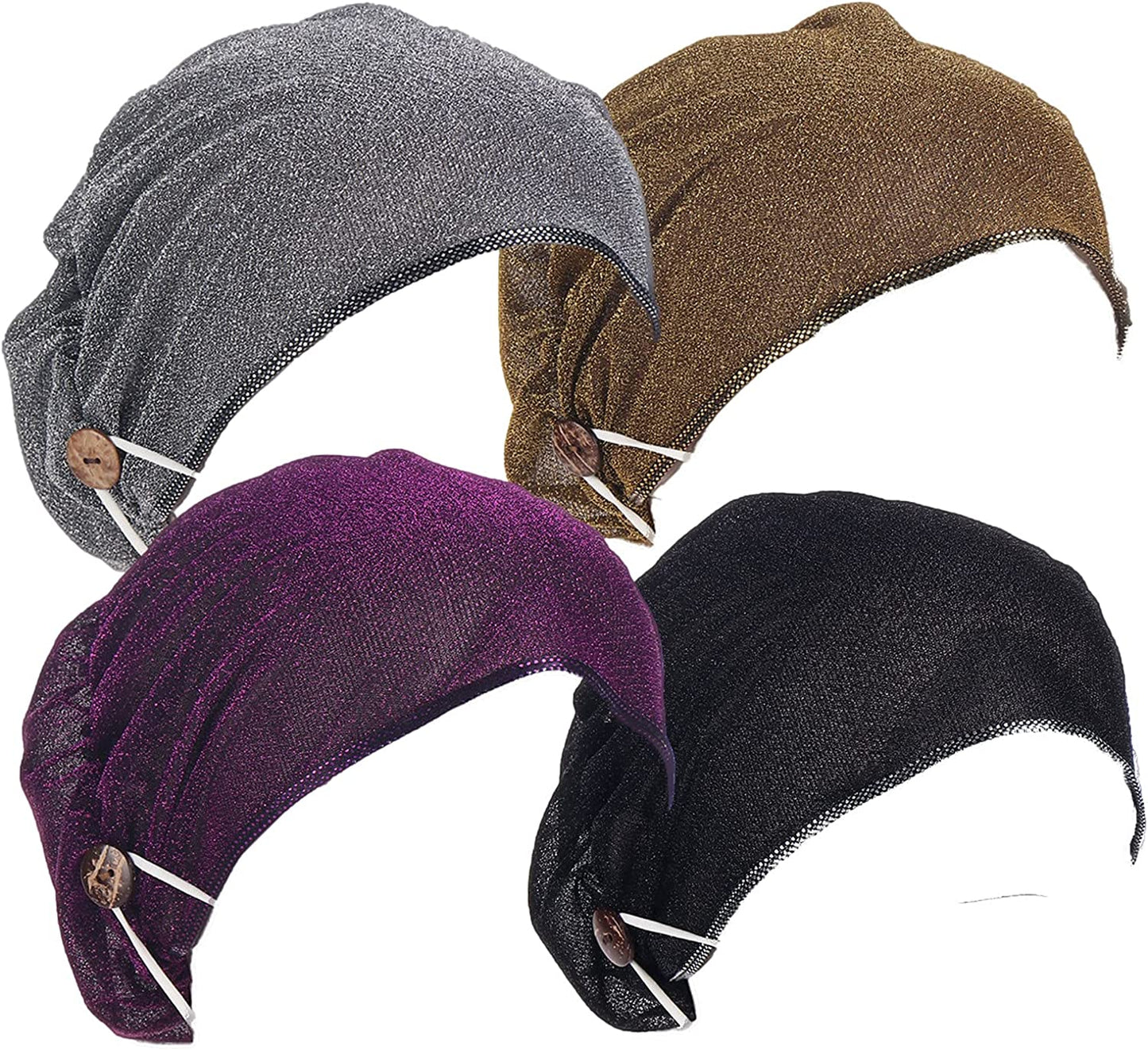 Qianmome 2-4 Pack Beanie with Button for Women Men Nurse,Working Hat,Chemo Caps for Cancer Patients Apparel & Accessories > Clothing Accessories > Headwear Qianmome 1b03-gray&wine&purple&black