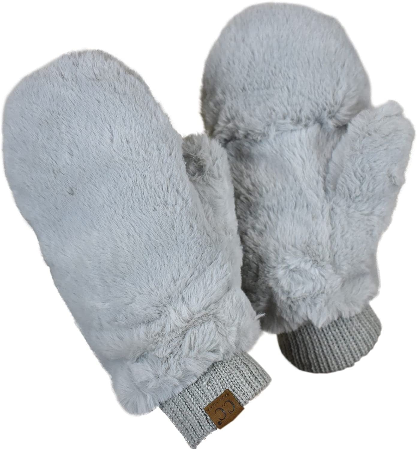 C.C Women'S Faux Fur Wrist Length Fingerless Sherpa Lined Convertible Mittens Gloves Apparel & Accessories > Clothing Accessories > Gloves & Mittens C.C Light Gray