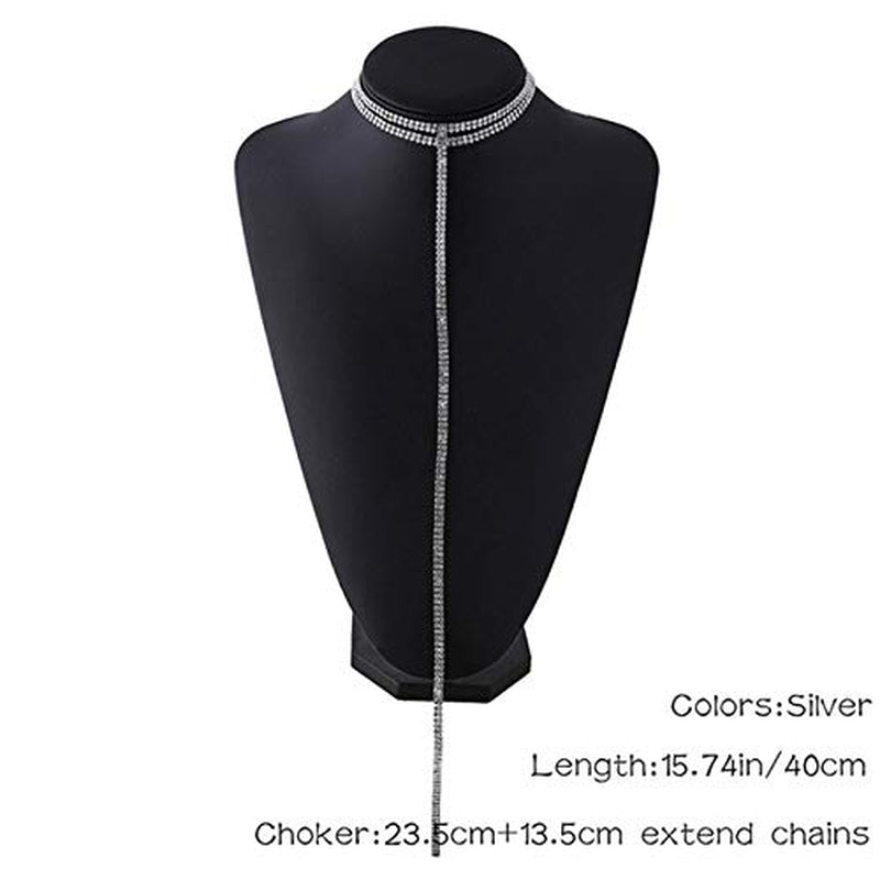 Blindery Rinestone Body Chains Jewelry Sexy Layered Body Necklace Crystal Body Necklace Nightclub Party Bikini Body Jewelry for Women and Girls Apparel & Accessories > Jewelry > Body Jewelry Blindery