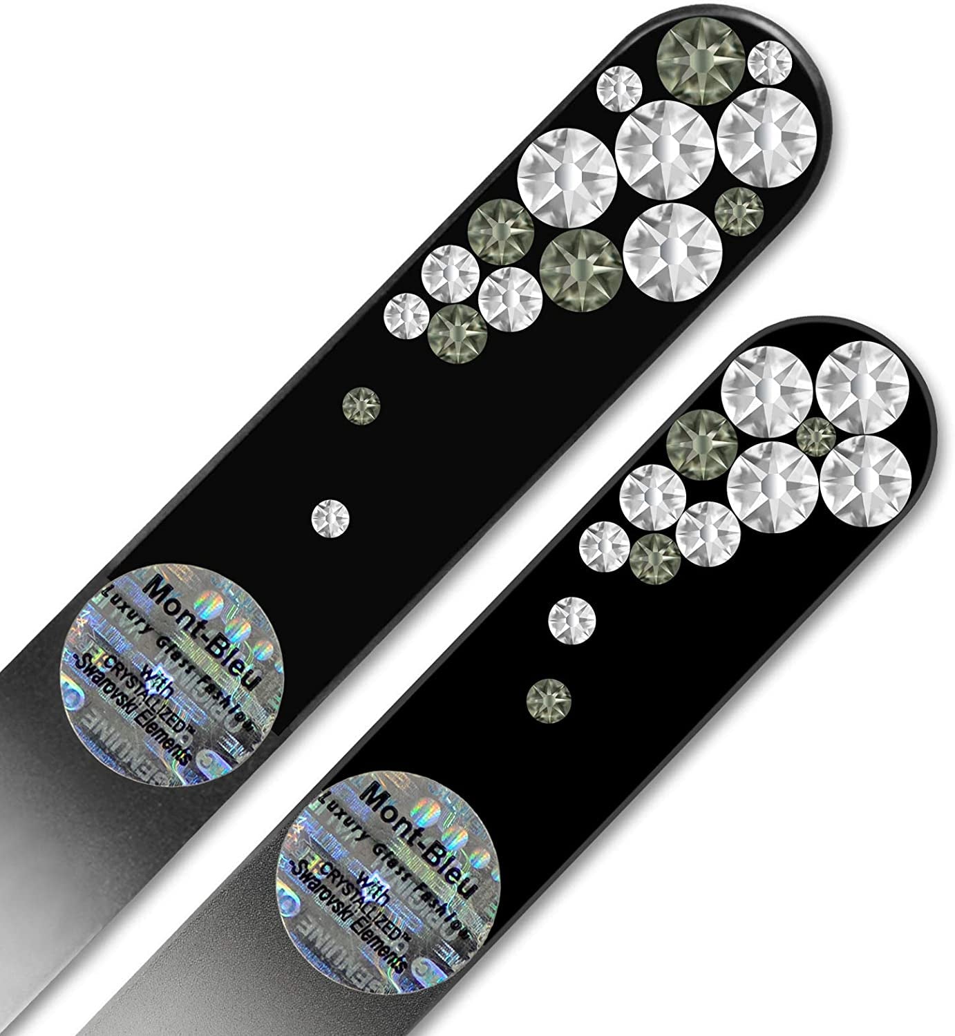 Best Gifts for Women - Mont Bleu Set of 2 Glass Nail Files Hand Decorated with Crystals - Handmade Gifts - Nail Filer Kit - Excellent Nail Filing Tools - Washable Nail Files Health & Beauty > Personal Care > Cosmetics > Cosmetic Tools > Nail Tools Mont Bleu