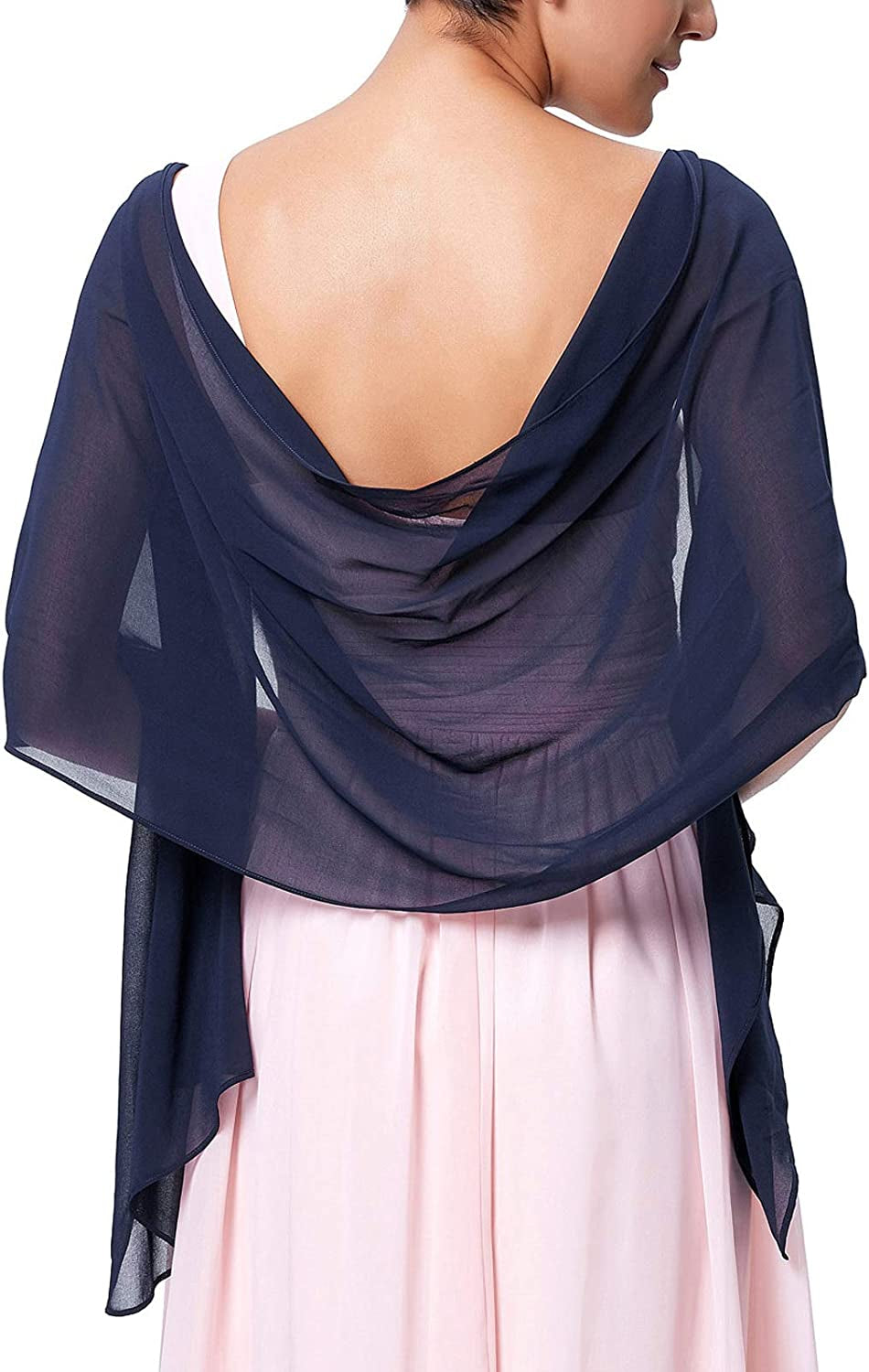 Kate Kasin Soft Chiffon Pashmina Scarf Shawls and Wraps for Formal Evening Party Dress, Bride Bridesmaid Shawl for Wedding Apparel & Accessories > Clothing Accessories > Scarves & Shawls Kate Kasin Navy Blue 72*18inch