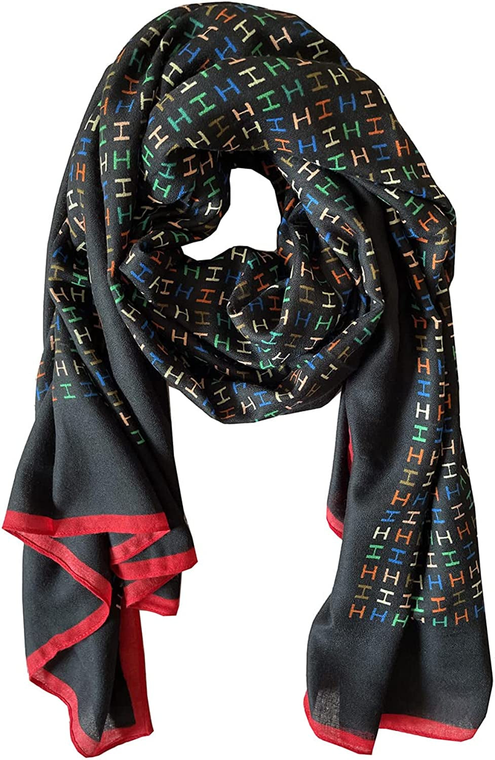 JERLA Women'S Scarves Lady Light Soft Fashion Solid Scarf Wrap Shawl Plaid Scarf Apparel & Accessories > Clothing Accessories > Scarves & Shawls JERLA Black and Red