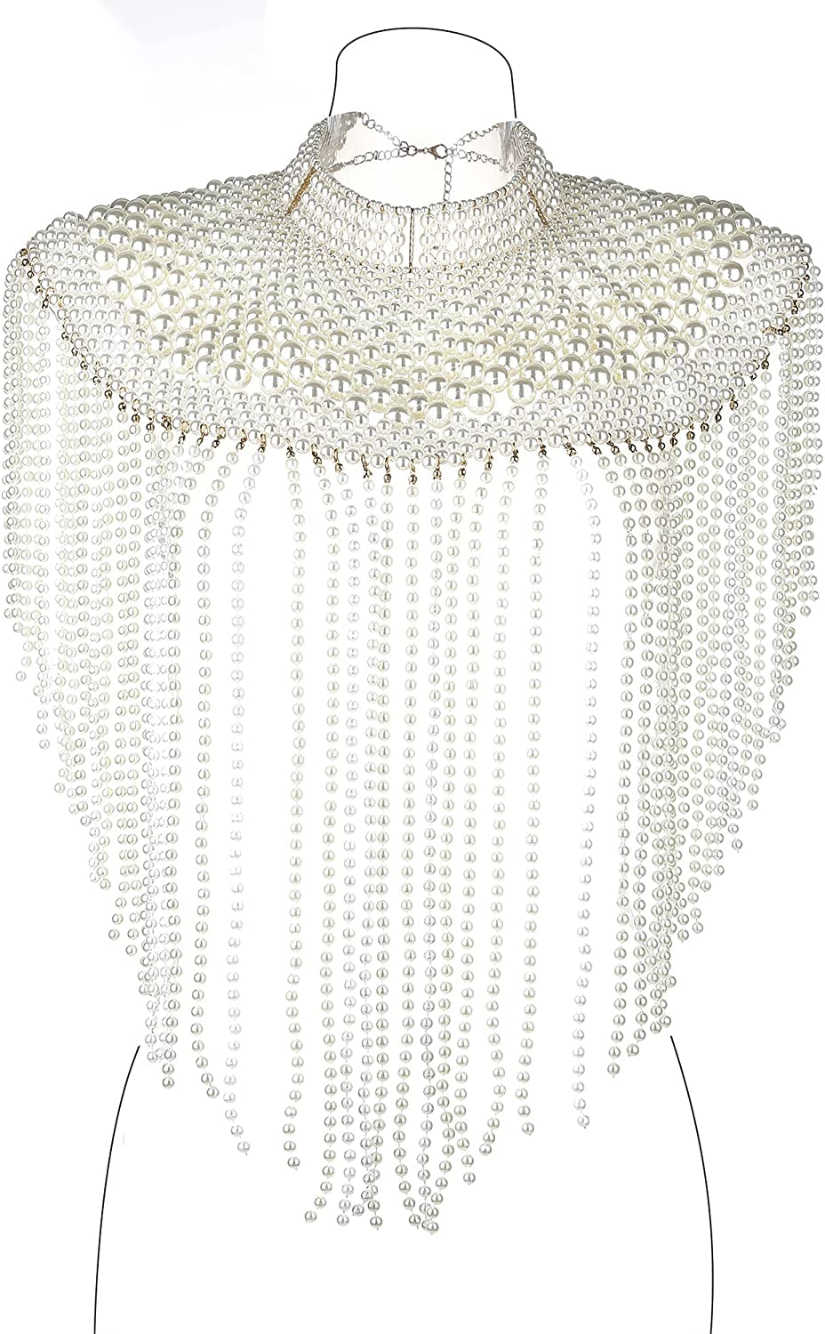 Ccbodily Pearl Body Chain Bra - Fashion Shoulder Necklaces Bra Chain Body Jewelry Apparel & Accessories > Jewelry > Body Jewelry CCbodily K-WHITE