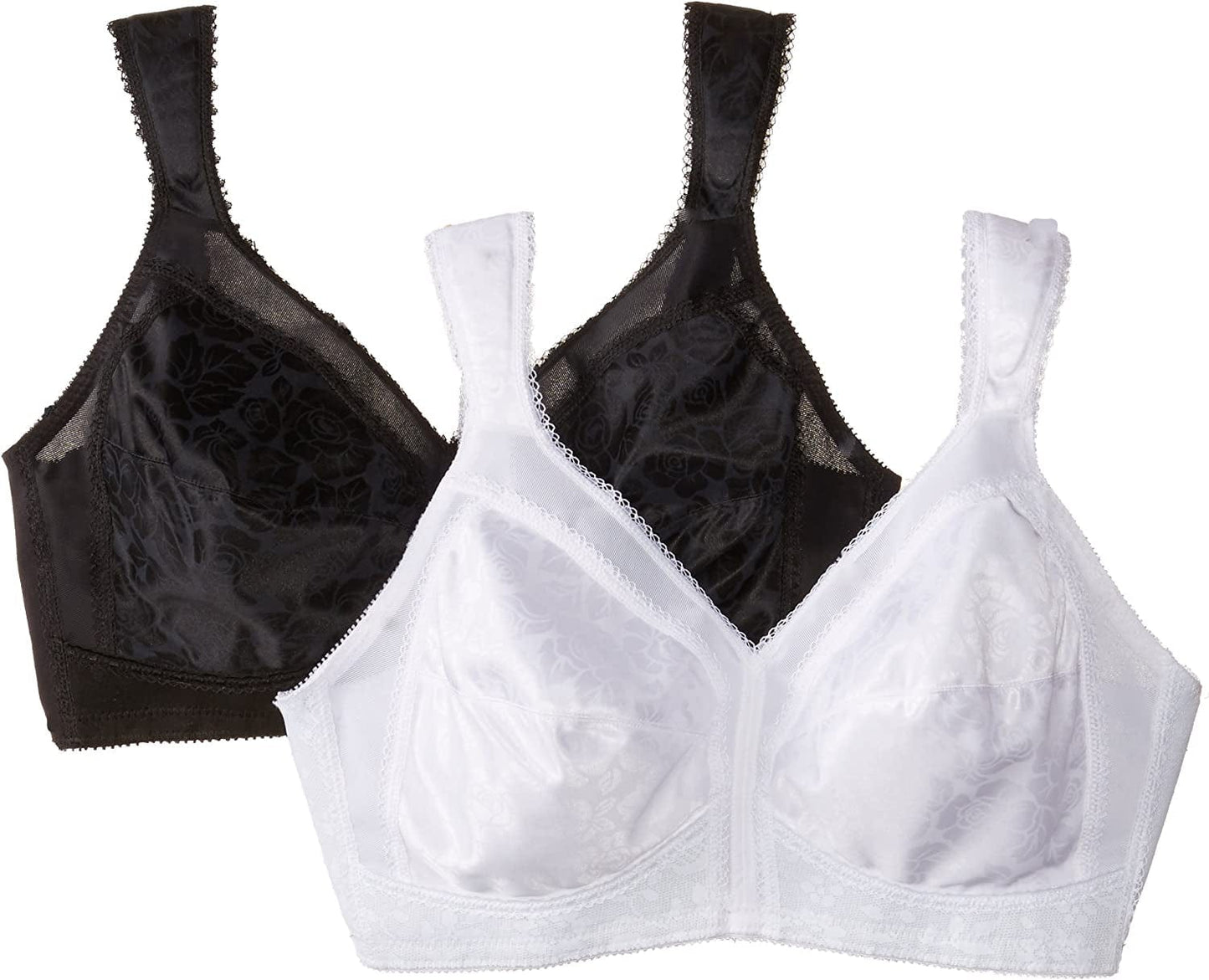 18-Hour Original Comfort-Strap Bra #4693, 2-Pack Black/White / 46DD