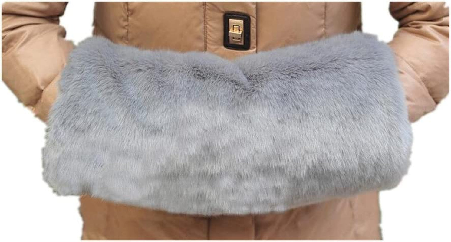 Faux Fur Hand Muffs with Ionterior Pocket-Luxurious Faux Rabbit Mittens-Wrist Hand Warmer Gloves Can Keep Your Hand and Wrist Warm in Cold Season Compatible Girls Women Apparel & Accessories > Clothing Accessories > Gloves & Mittens VVS-eLife Gray
