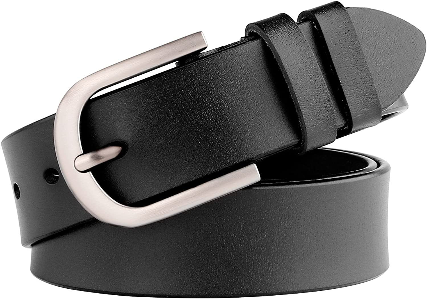 Women Leather Belt for Jeans Pants Dresses Black Ladies Waist Belt with Pin Buckle by WHIPPY Apparel & Accessories > Clothing Accessories > Belts WHIPPY 01-black S: Fit for Waist Size 25"-30"