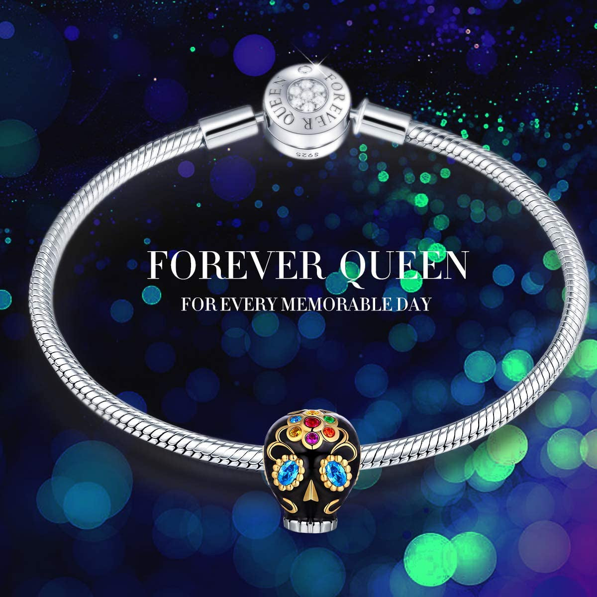 FOREVER QUEEN Halloween Skull Pumpkin Charms 925 Sterling Silver, the Light of Halloween Christmas Charms for Bracelet Necklace Best Halloween Jewelry Gifts for Women Apparel & Accessories > Jewelry > Bracelets FOREVER QUEEN