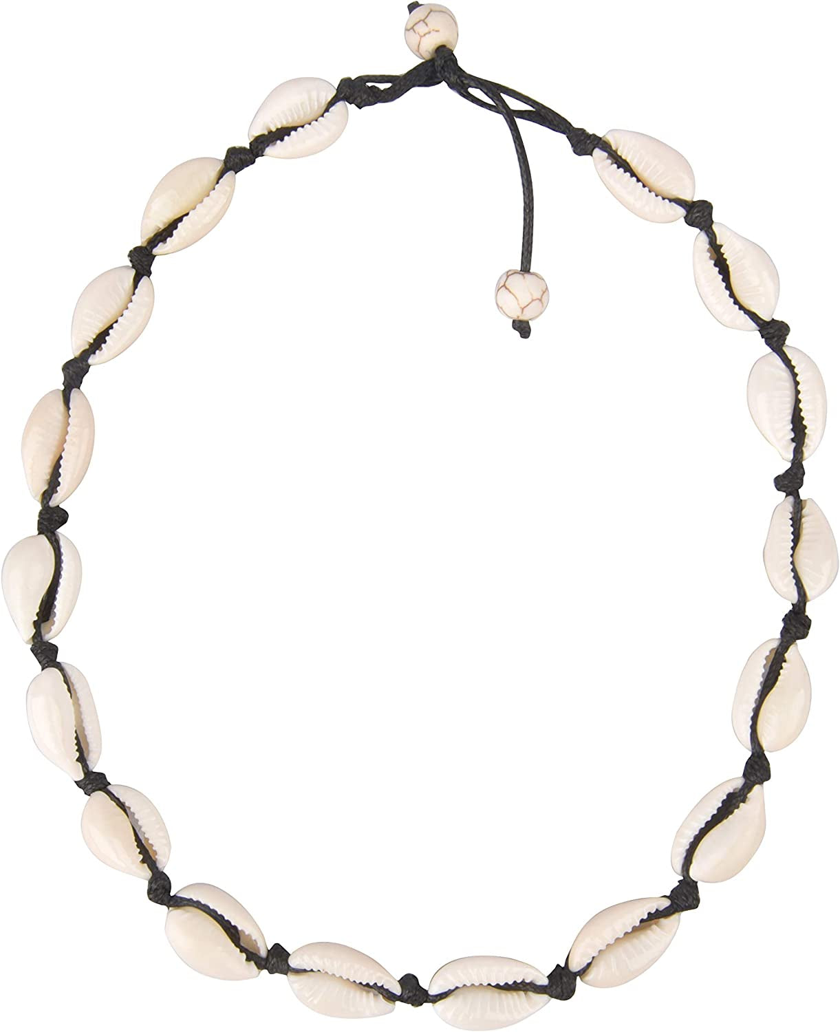 Believe London Natural Shell Necklace Bracelet Anklet Choker Seashell Women Men Statement Adjustable Beads Wakiki Beach Sea Shell Pendant Turtle Girls Cord Collar Set Hawaiian Jewelry Apparel & Accessories > Jewelry > Anklets Believe London Black Necklace