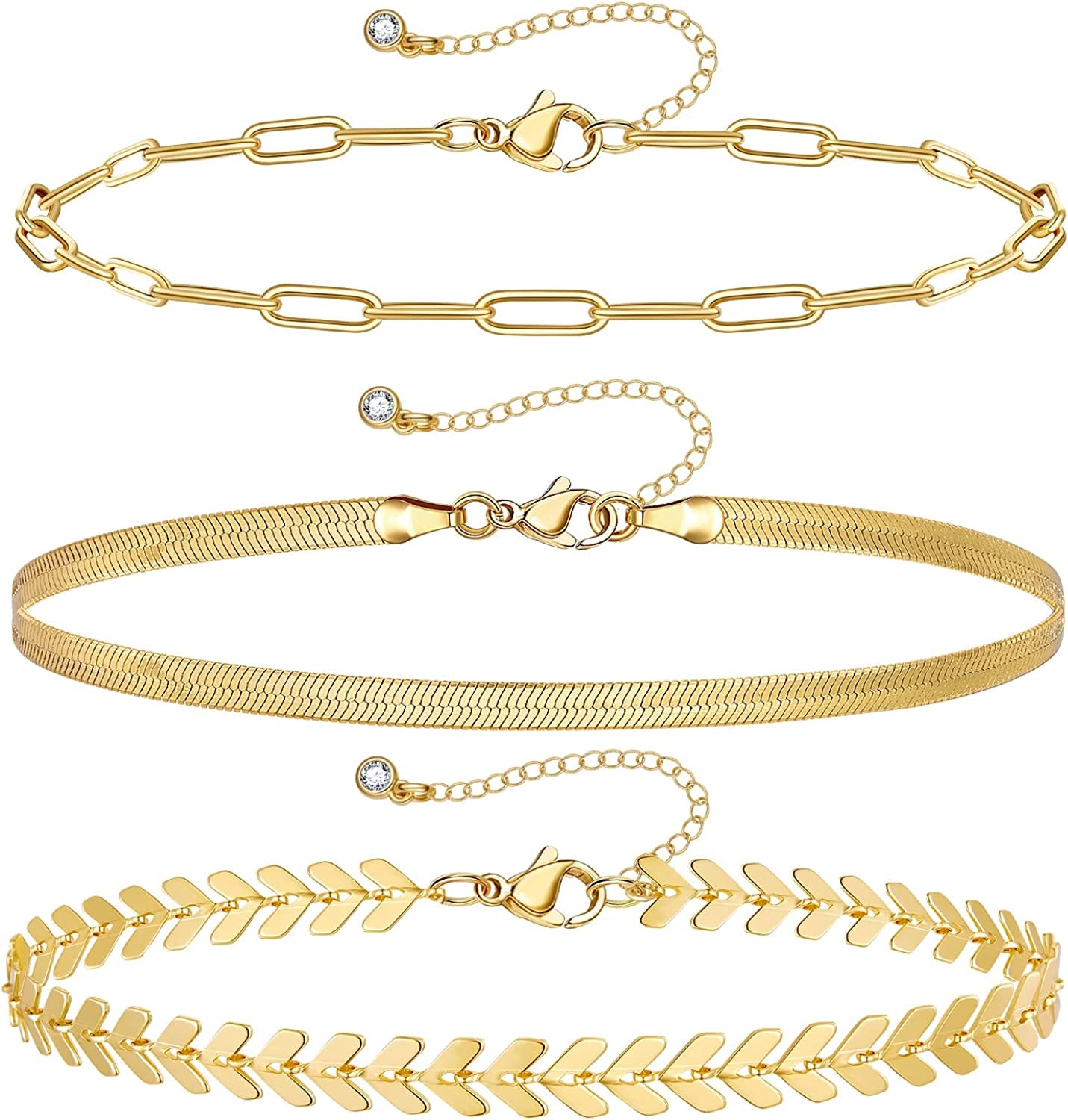 Kissyan Gold Layered Ankle Bracelets for Women, Dainty 14K Gold Plated Layering Anklets Set Adjustable Fashion Cuban Link Snake Tennis Chain Ankles Summer Beach Foot Jewelry Gifts for Women Girls Apparel & Accessories > Jewelry > Anklets KissYan G-Gold