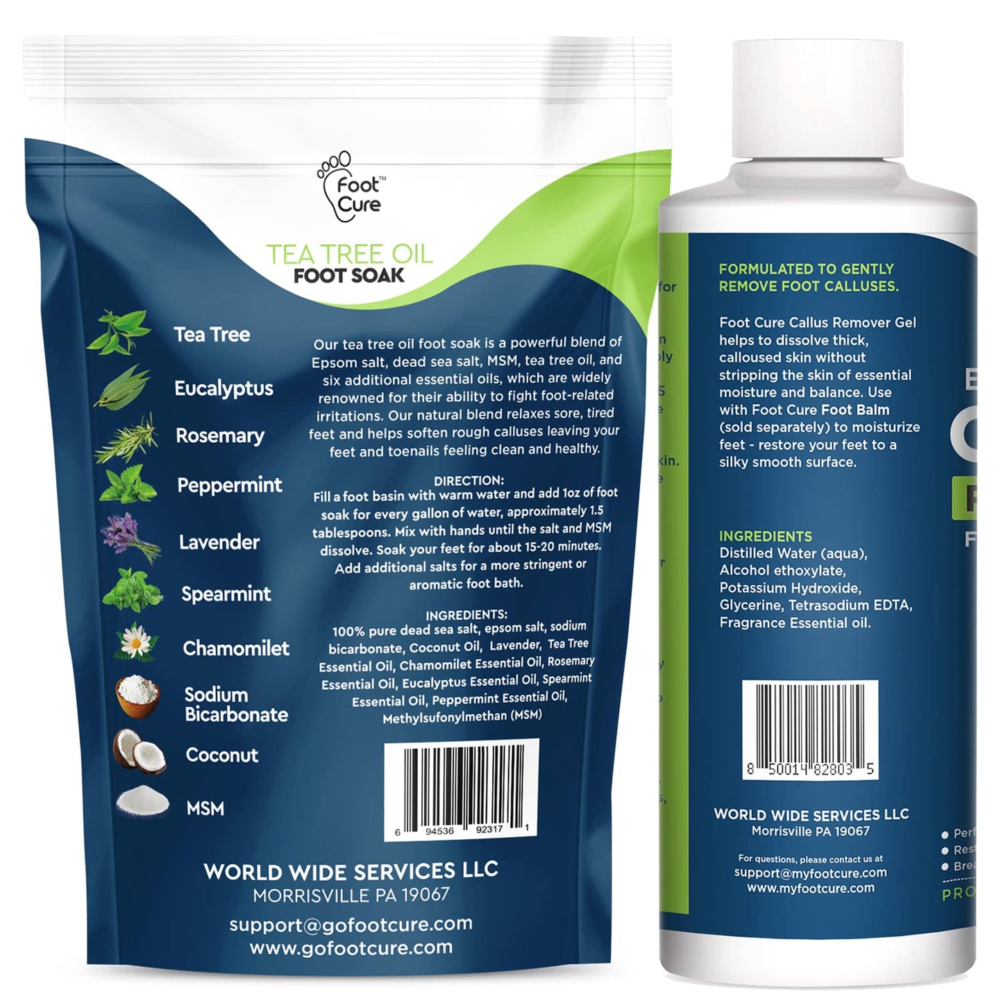 Tea Tree Foot Soak & Callus Remover Gel Kit - Extra Strength Callus Remover Gel & Antifungal Foot Soak with Epsom Salts for Calluses, Dry Cracked Heels, Toenail Fungus & Odor - Pedicure for Tired Feet Health & Beauty > Personal Care > Foot Care FOOT CURE