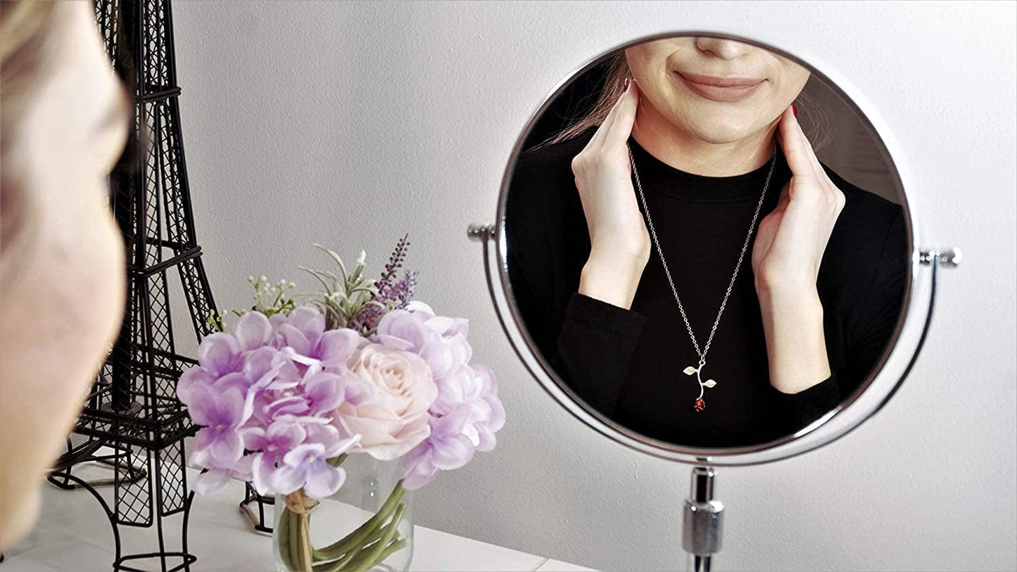 18K Gold and Silver Necklaces Women Personalized Long Necklaces for Women Gold Necklace Rose Pendant Flower Jewelry for Girl Teen Women Wife Girlfriend Friends Gift Original by