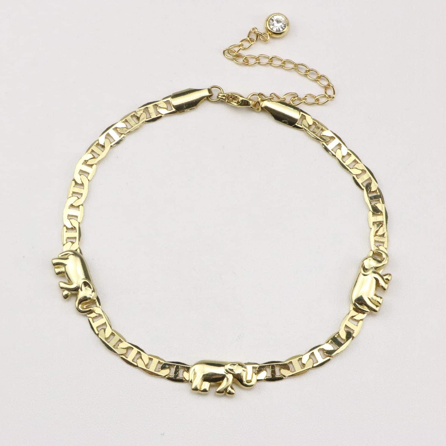 18K Gold Elephant Anklet Bracelets for Women Teen Girl Flat Marina Cute Chain Handmade Unique Trendy Simple Minimalist Summer Beach Jewelry Christmas Gifts Apparel & Accessories > Jewelry > Anklets Mingyang