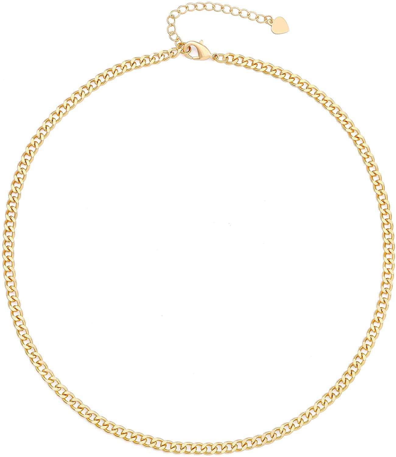 18K Gold Paperclip Chain Choker Satellite Chain Lava Bead Pendant Necklace Dainty Jewelry for Women 16'' Cuban Chain