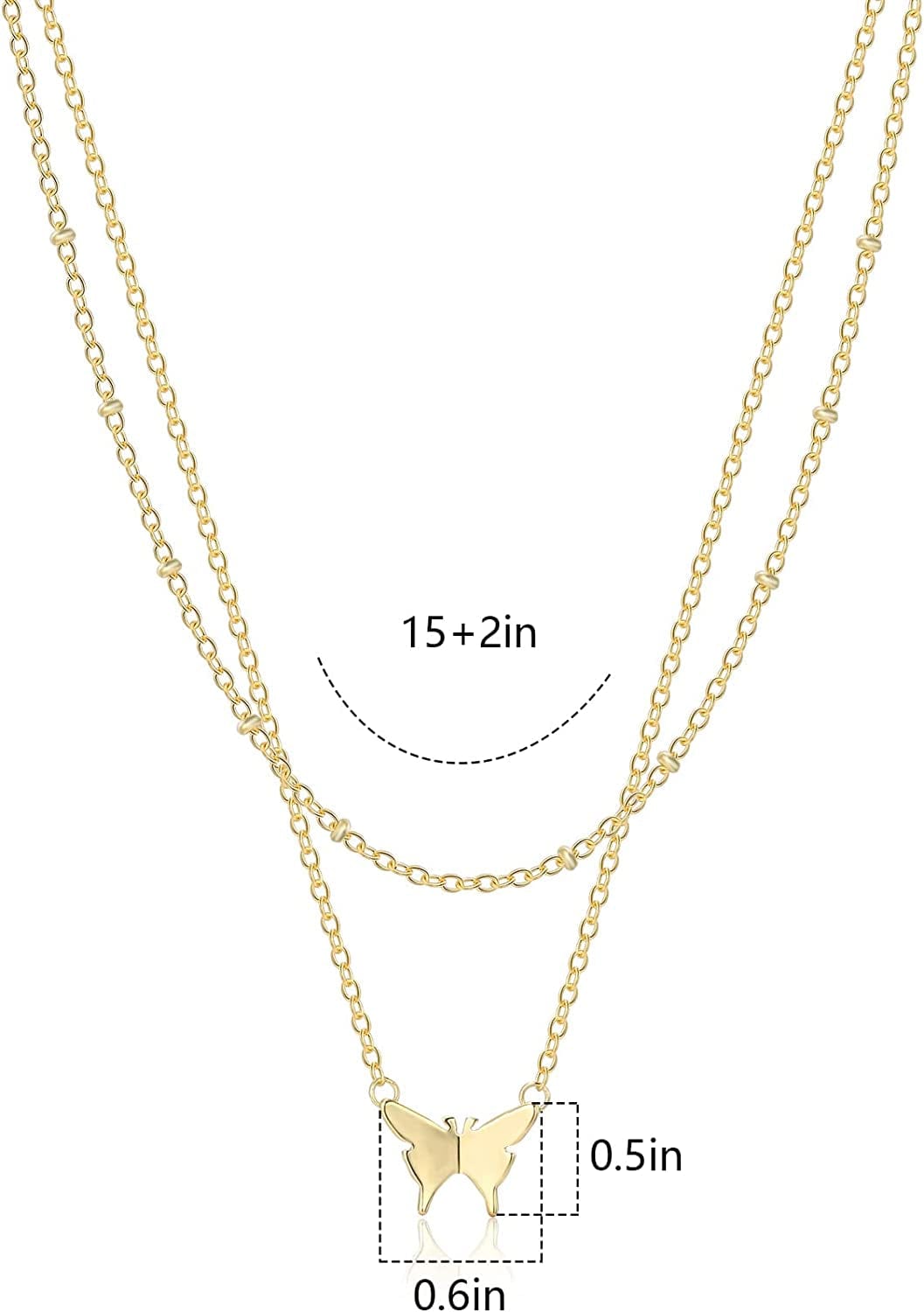18K Gold Plated Chain Layered Necklaces for Women Statement Chain Pendant Necklace Set Dainty Layered Chain Y Pendant Necklaces for Women Girls