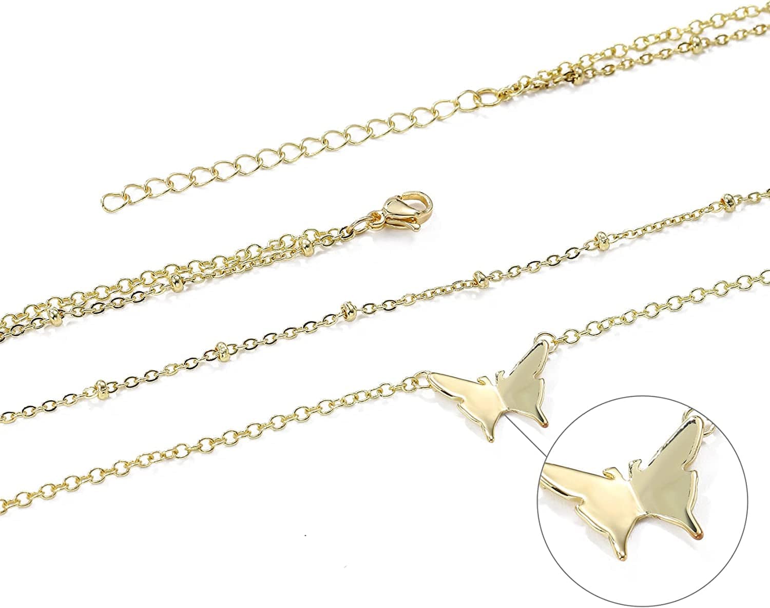 18K Gold Plated Chain Layered Necklaces for Women Statement Chain Pendant Necklace Set Dainty Layered Chain Y Pendant Necklaces for Women Girls