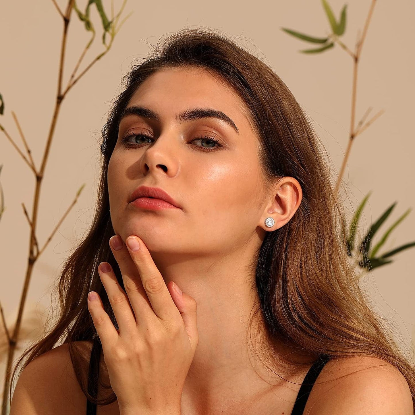 18K Gold Plated Halo Stud Earrings 925 Sterling Silver Cubic Zirconia Stud Earrings round Square Diamonique Stud Earrings Set for Women Men