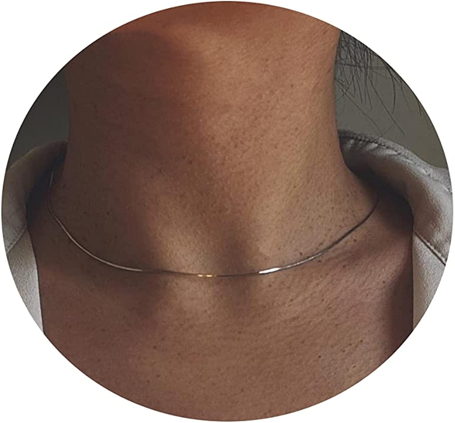 18K Gold Plated Herringbone Choker Necklaces Double Layered Snake Chain Necklace Trible Layering Figaro Paper Clip Chain Link Necklace Set Shiny Twisted Rope Chain Necklace for Women 1.5mm 35cm-Silver