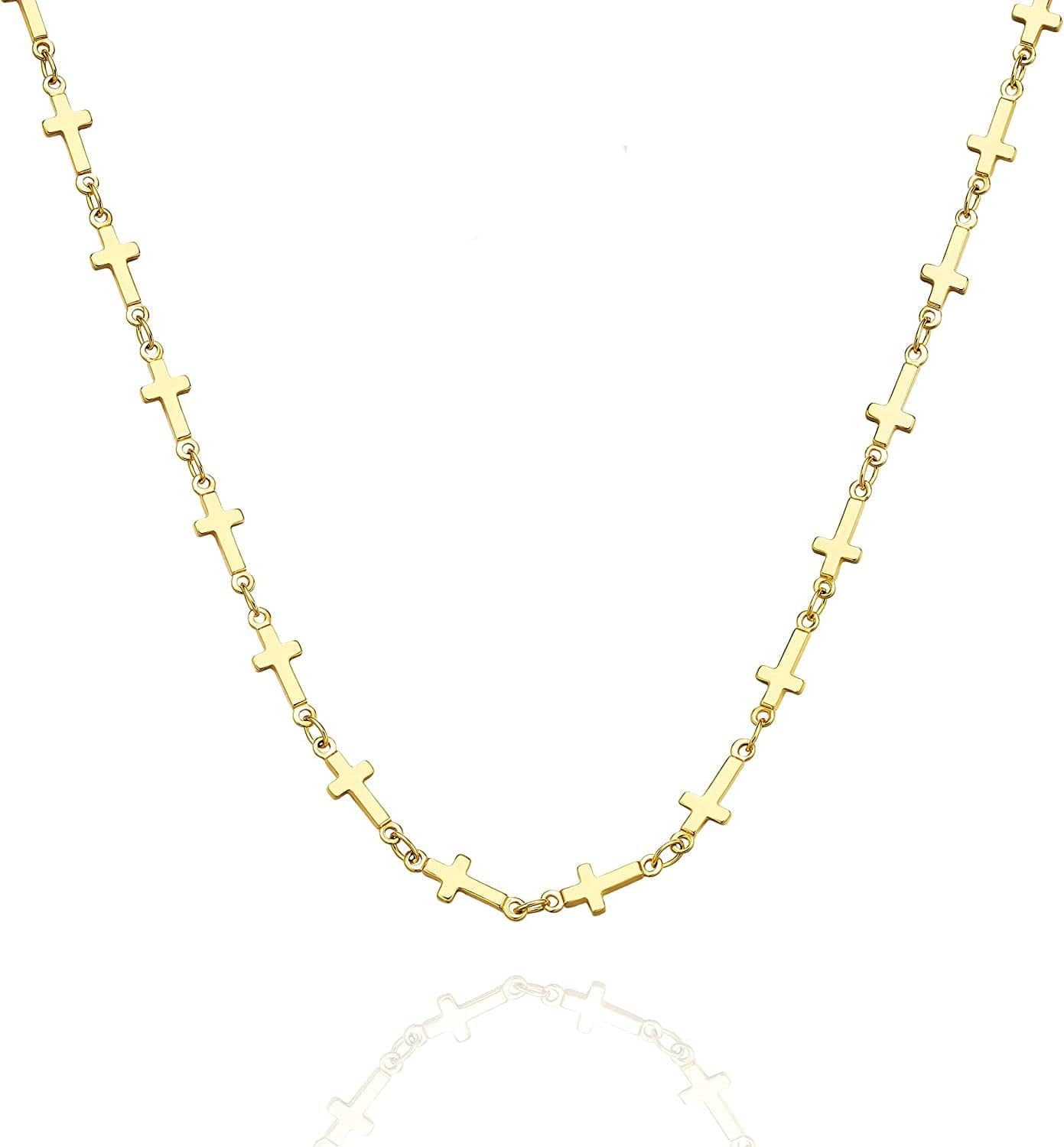 18K Gold/Silver Plated Simple Evil Eye Turquoise Cross Pendant Choker Necklace Simple Tiny Necklace for Women Girls multi cross choker