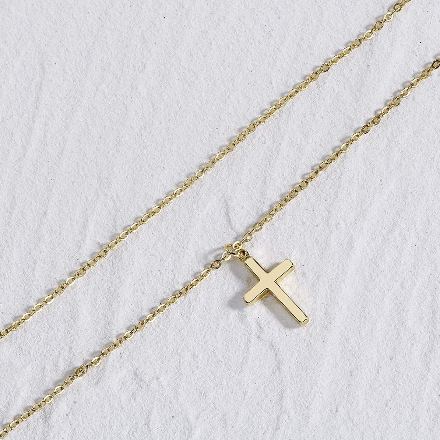 18K Gold/Silver Plated Simple Evil Eye Turquoise Cross Pendant Choker Necklace Simple Tiny Necklace for Women Girls