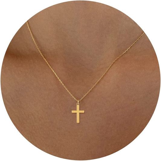 18K Gold/Silver Plated Simple Evil Eye Turquoise Cross Pendant Choker Necklace Simple Tiny Necklace for Women Girls Cross Pendant Gold