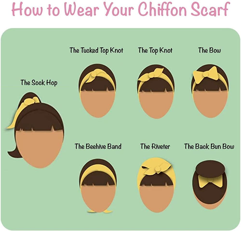 1950S Chiffon Scarf, Vintage Ascot, Retro Hair Tie for Women and Children Apparel & Accessories > Clothing Accessories > Bandanas & Headties Hip Hop 50's Shop