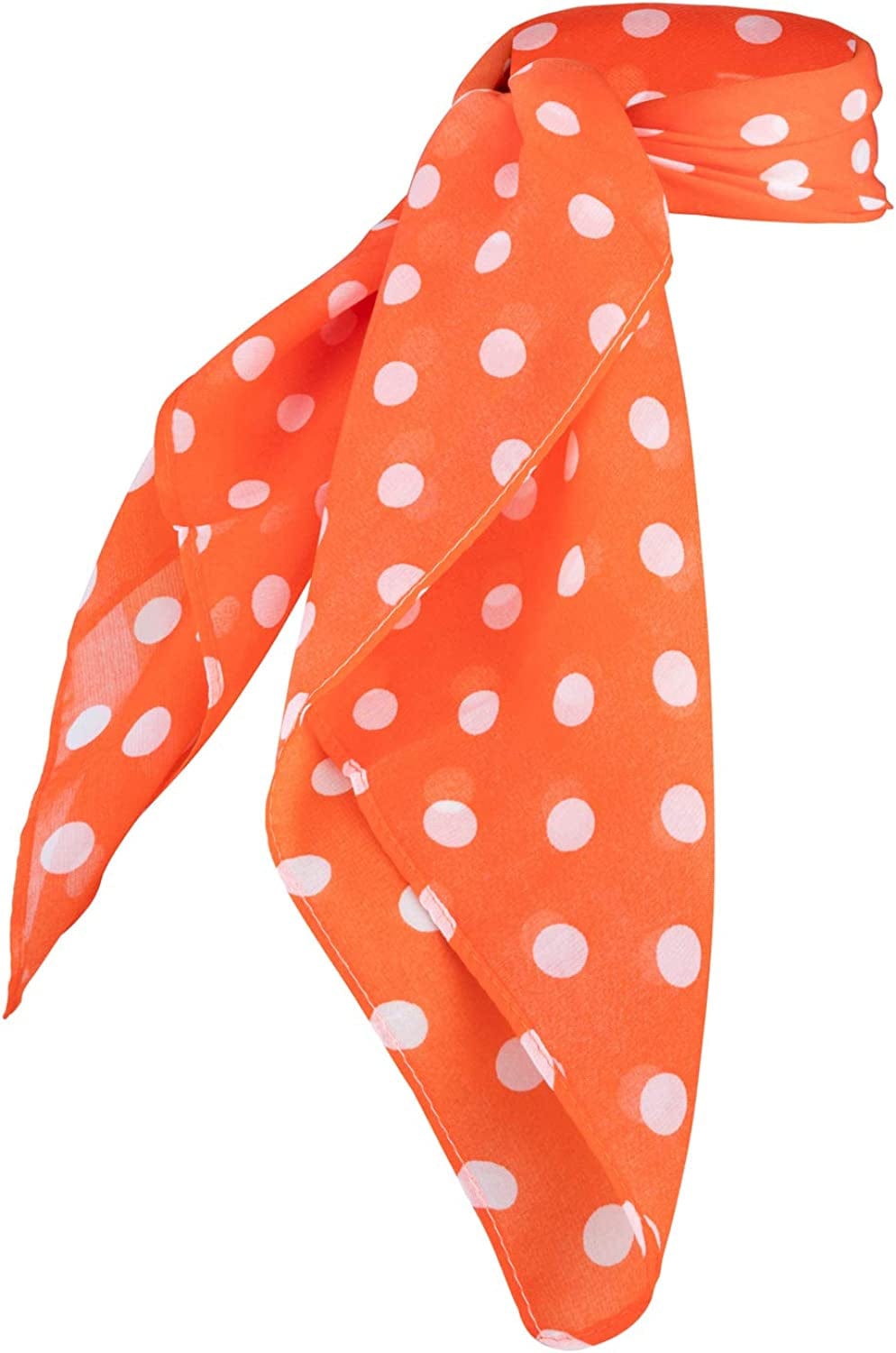 1950S Chiffon Scarf, Vintage Ascot, Retro Hair Tie for Women and Children Apparel & Accessories > Clothing Accessories > Bandanas & Headties Hip Hop 50's Shop Orange Polka Dot