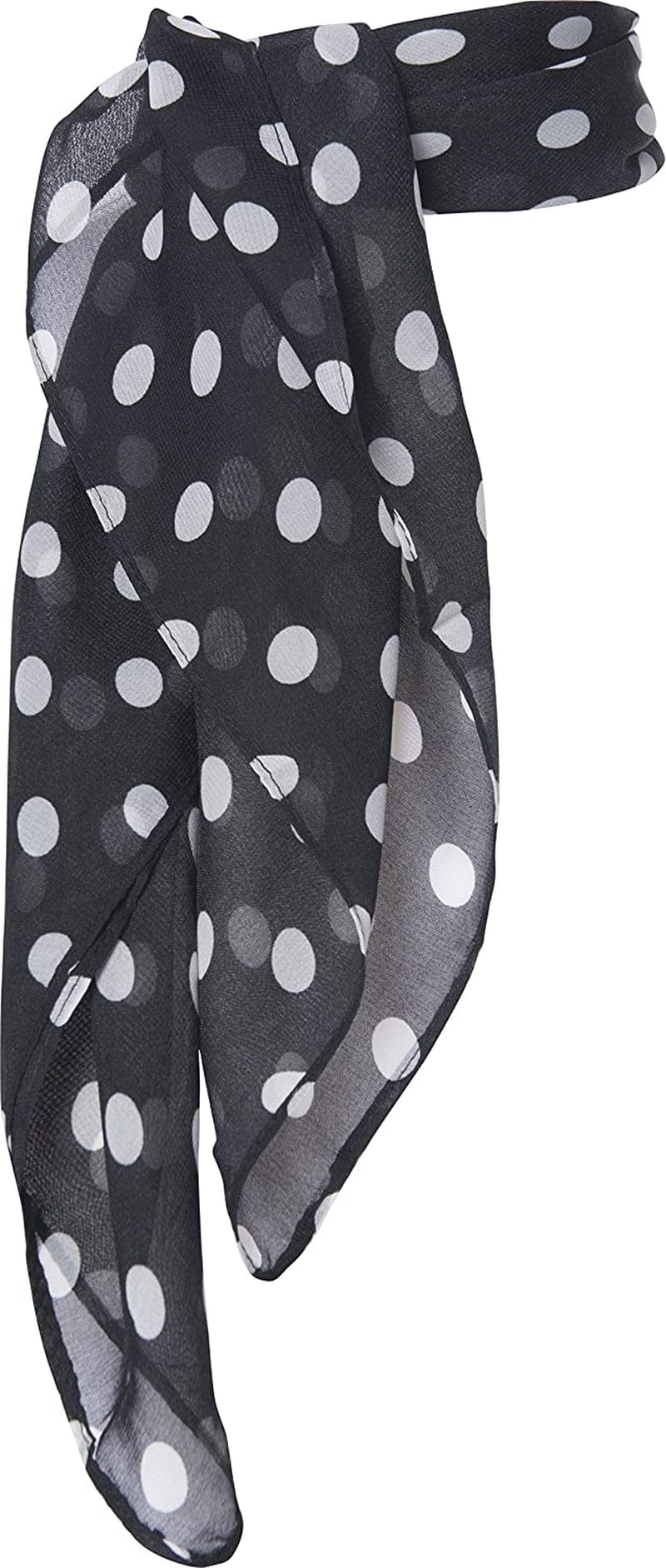 1950S Chiffon Scarf, Vintage Ascot, Retro Hair Tie for Women and Children Apparel & Accessories > Clothing Accessories > Bandanas & Headties Hip Hop 50's Shop Black Polka Dot