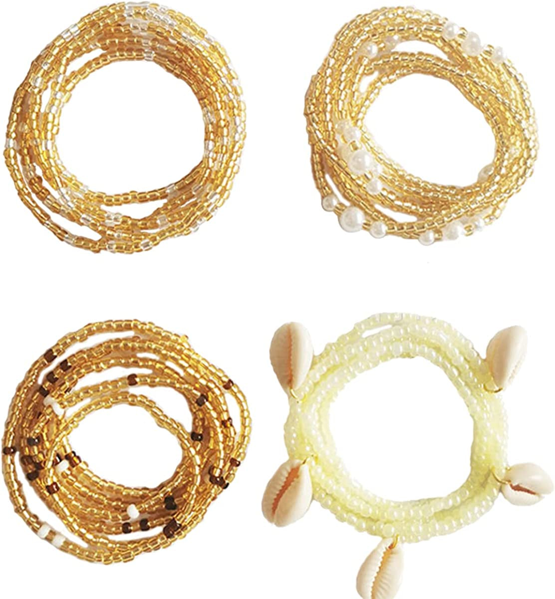 Palotay 16PCS Waist Beads for Women African Waist Beads Chain Colorful Belly Beads Body Chain for the Waist Elastic Stomach Beads Summer Beach Bikini Jewelry Waist Beads Set Apparel & Accessories > Jewelry > Body Jewelry Palotay classic-4pcs