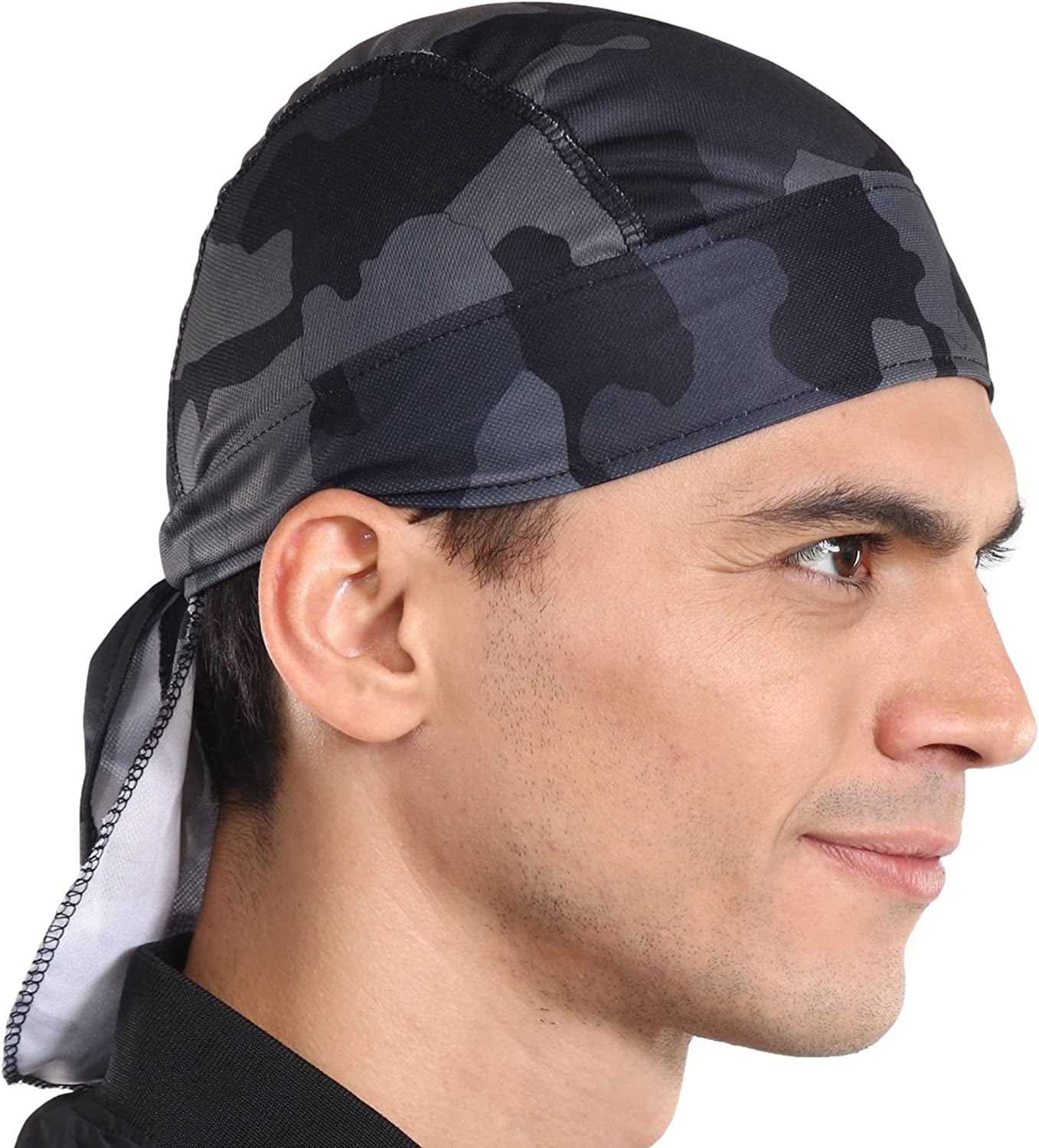 Cooling Helmet Liner - Do Rag Skull Cap for Men - Head Scarf, Bandana, Head Wrap, Beanie for Motorcycle, Cycling, Sports Apparel & Accessories > Clothing Accessories > Headwear Tough Headwear Night Camo