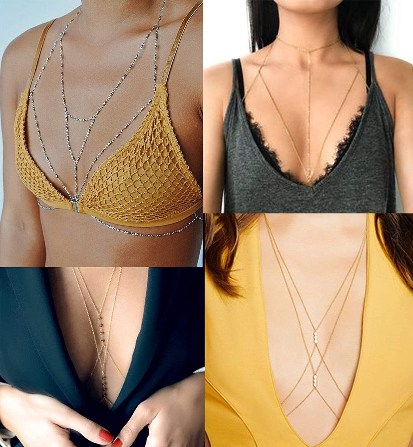 FIBO STEEL Body Chain Jewelry for Women Bikini Belly Chain Necklace Apparel & Accessories > Jewelry > Body Jewelry FIBO STEEL