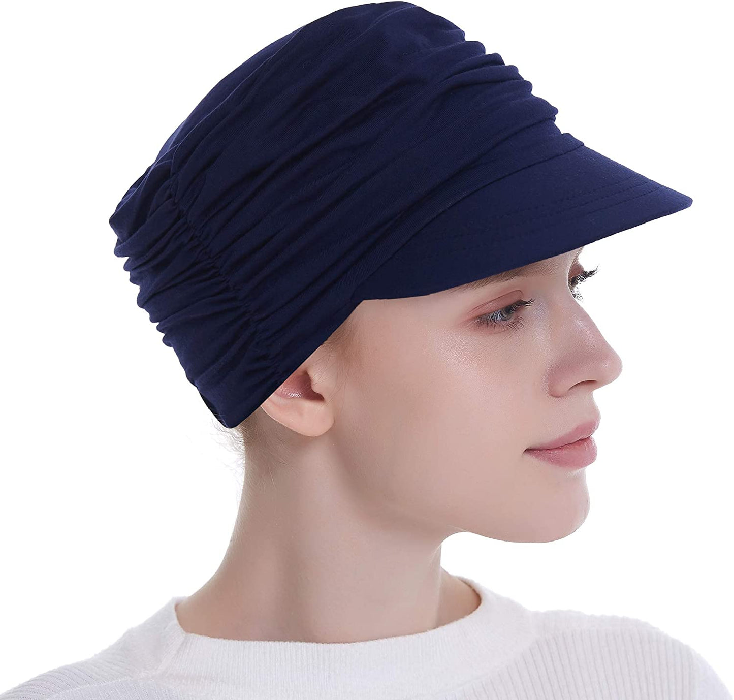 Bamboo Fashion Hat for Woman Daily Use with Brim Visor, Hats for Cancer Chemo Patients Apparel & Accessories > Clothing Accessories > Headwear HatsCity.com Navy